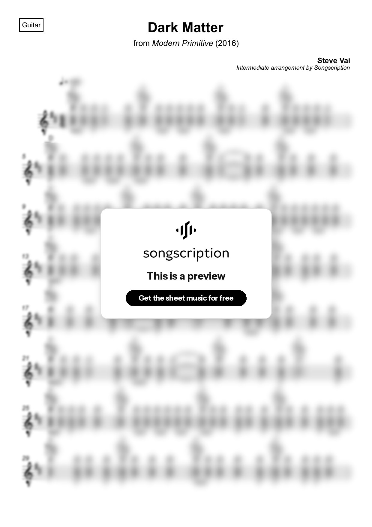 Intermediate Acoustic Guitar Sheet Music for "Dark Matter" by Steve Vai