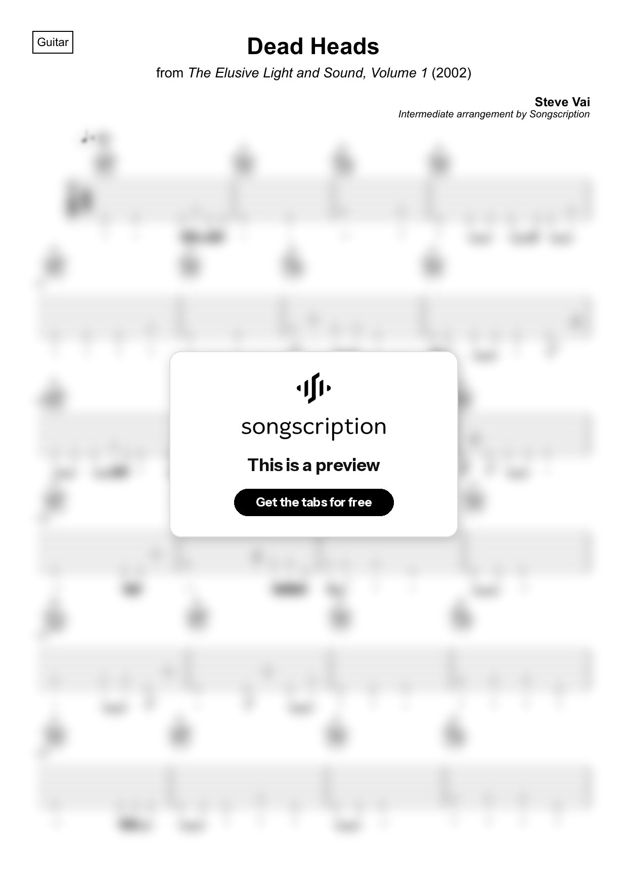 Intermediate Acoustic Guitar Tabs for "Dead Heads" by Steve Vai