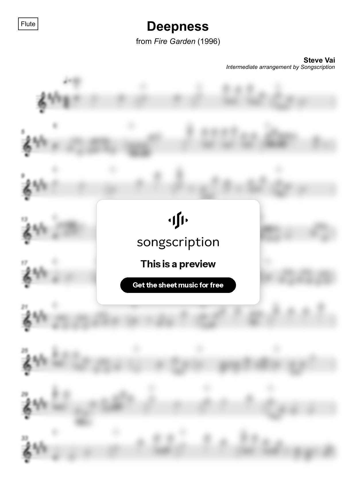 Intermediate Flute Sheet Music for "Deepness" by Steve Vai