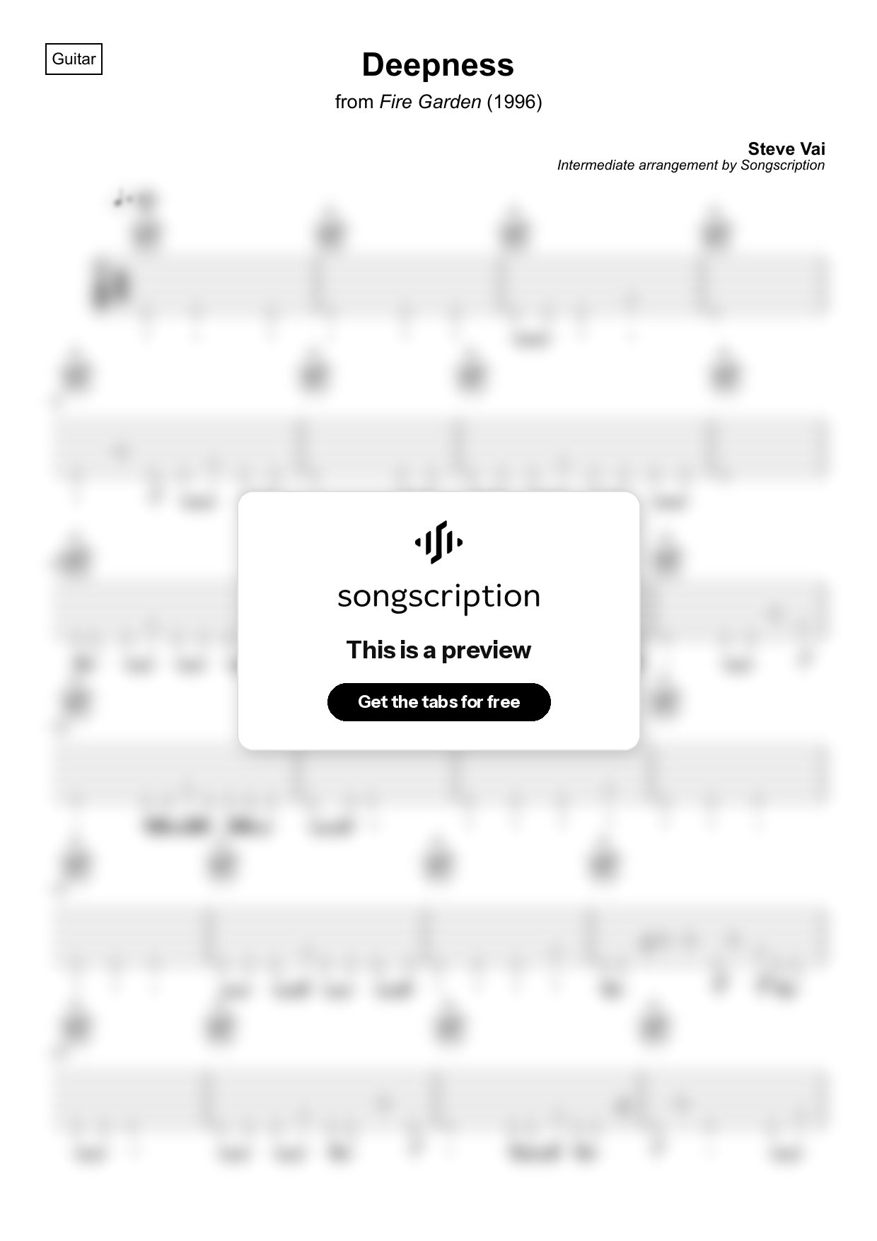 Intermediate Acoustic Guitar Tabs for "Deepness" by Steve Vai