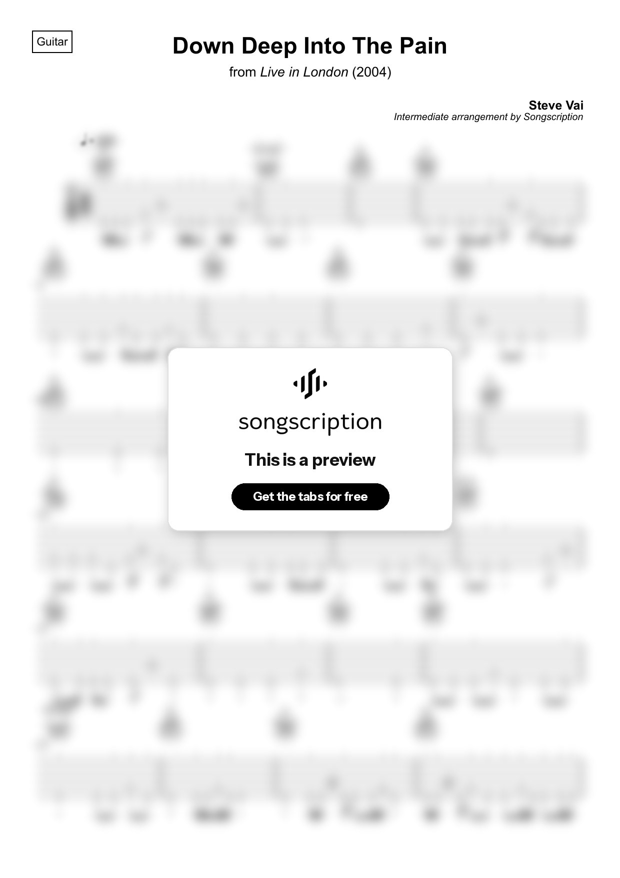 Intermediate Acoustic Guitar Tabs for "Down Deep Into The Pain" by Steve Vai