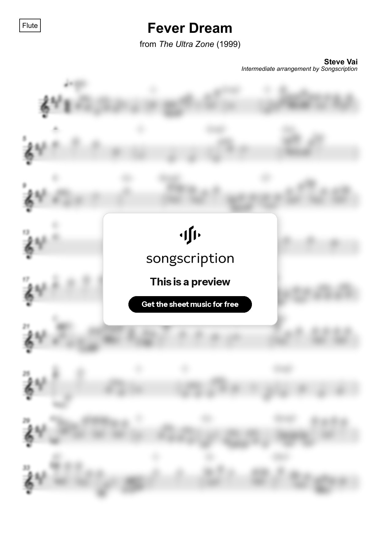 Intermediate Flute Sheet Music for "Fever Dream" by Steve Vai