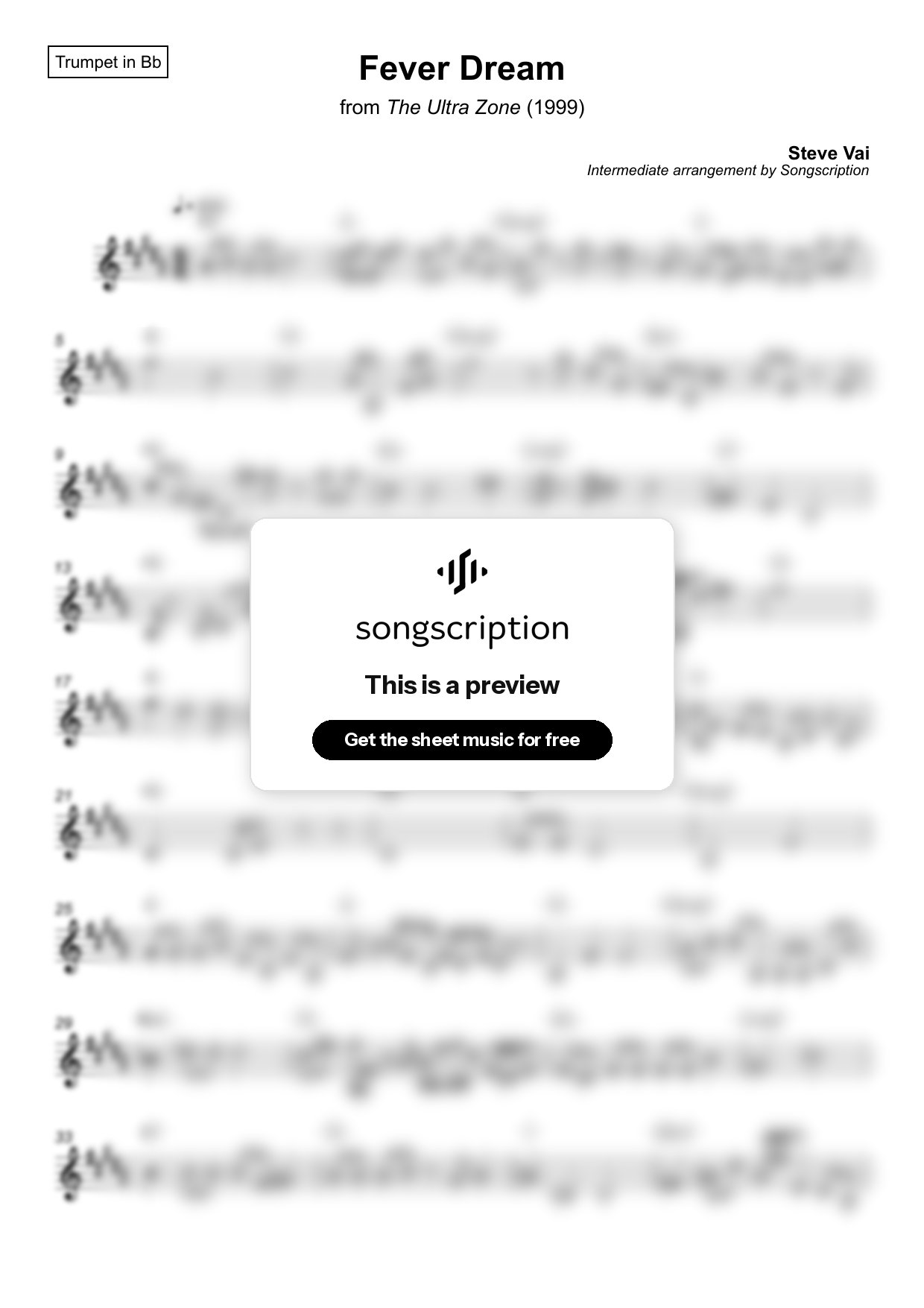 Intermediate Trumpet Sheet Music for "Fever Dream" by Steve Vai