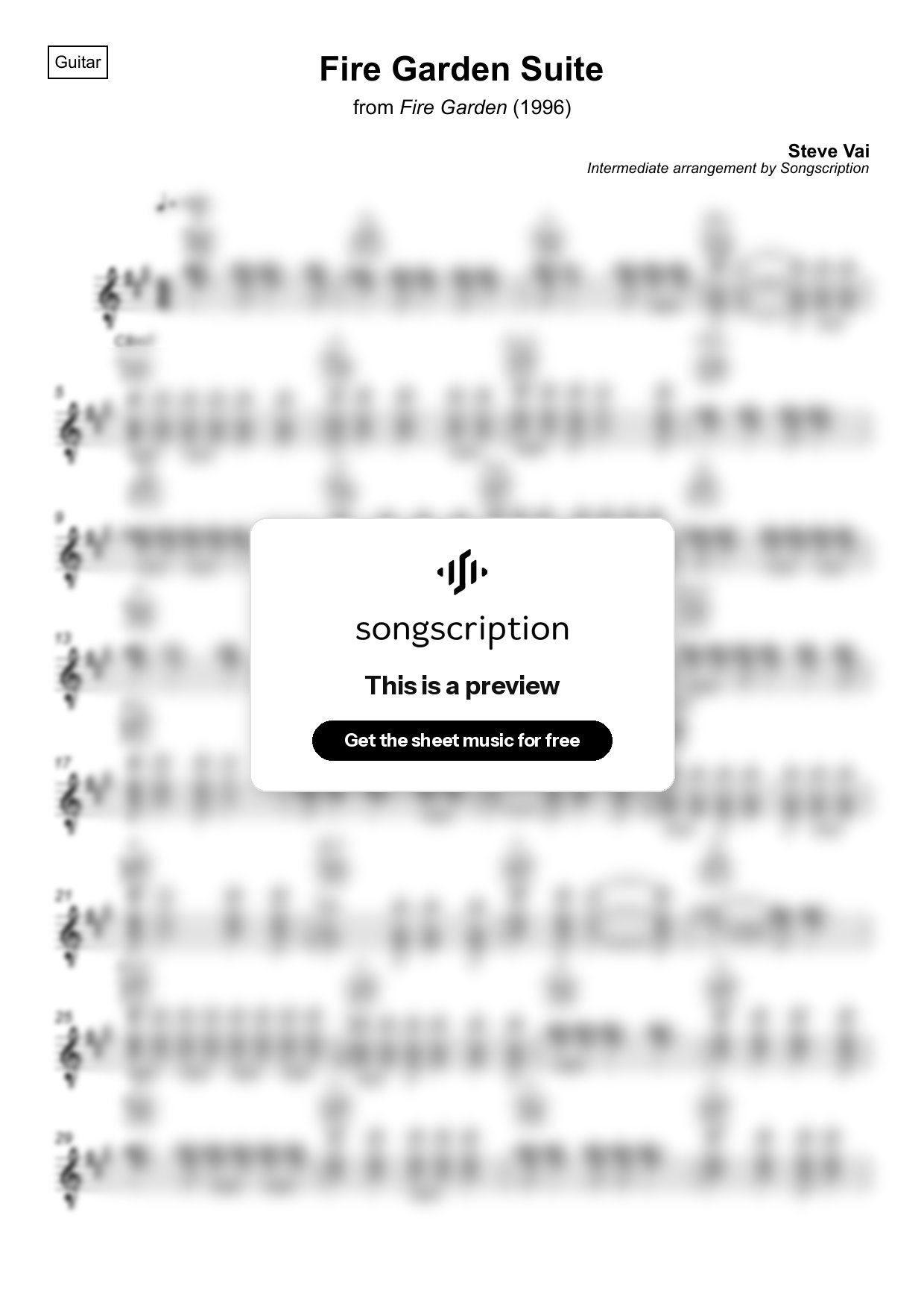 Intermediate Acoustic Guitar Sheet Music for "Fire Garden Suite" by Steve Vai