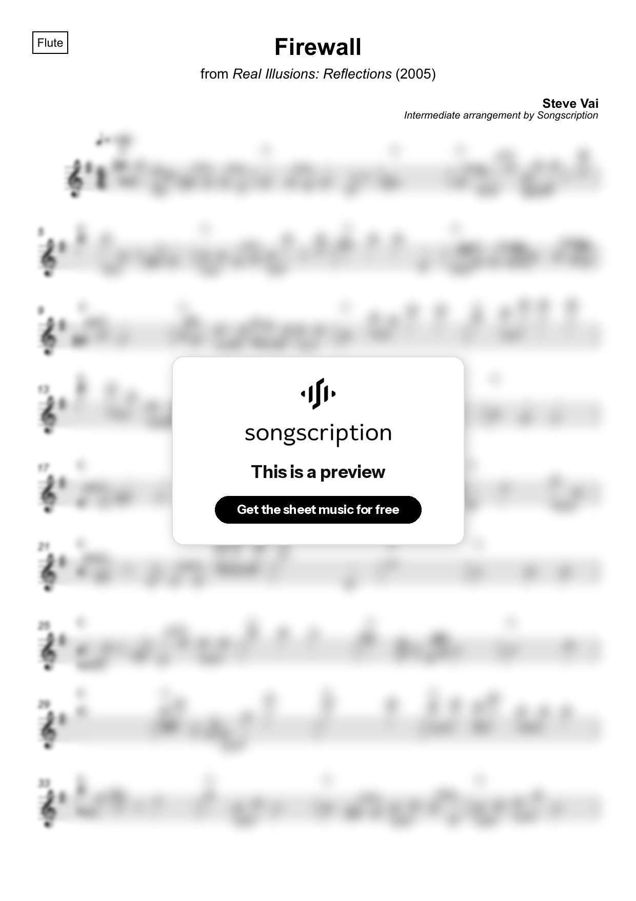 Intermediate Flute Sheet Music for "Firewall" by Steve Vai