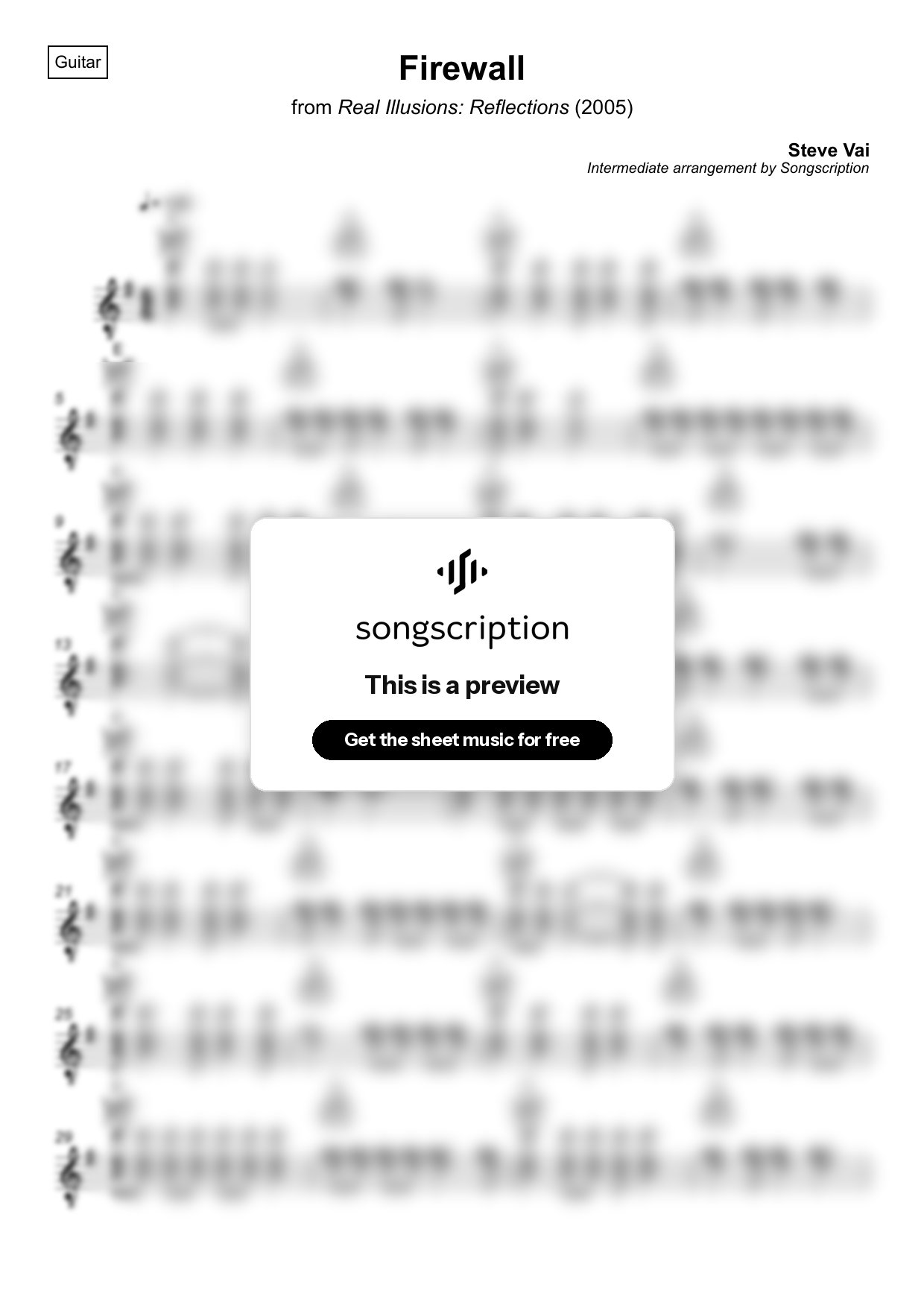 Intermediate Acoustic Guitar Sheet Music for "Firewall" by Steve Vai