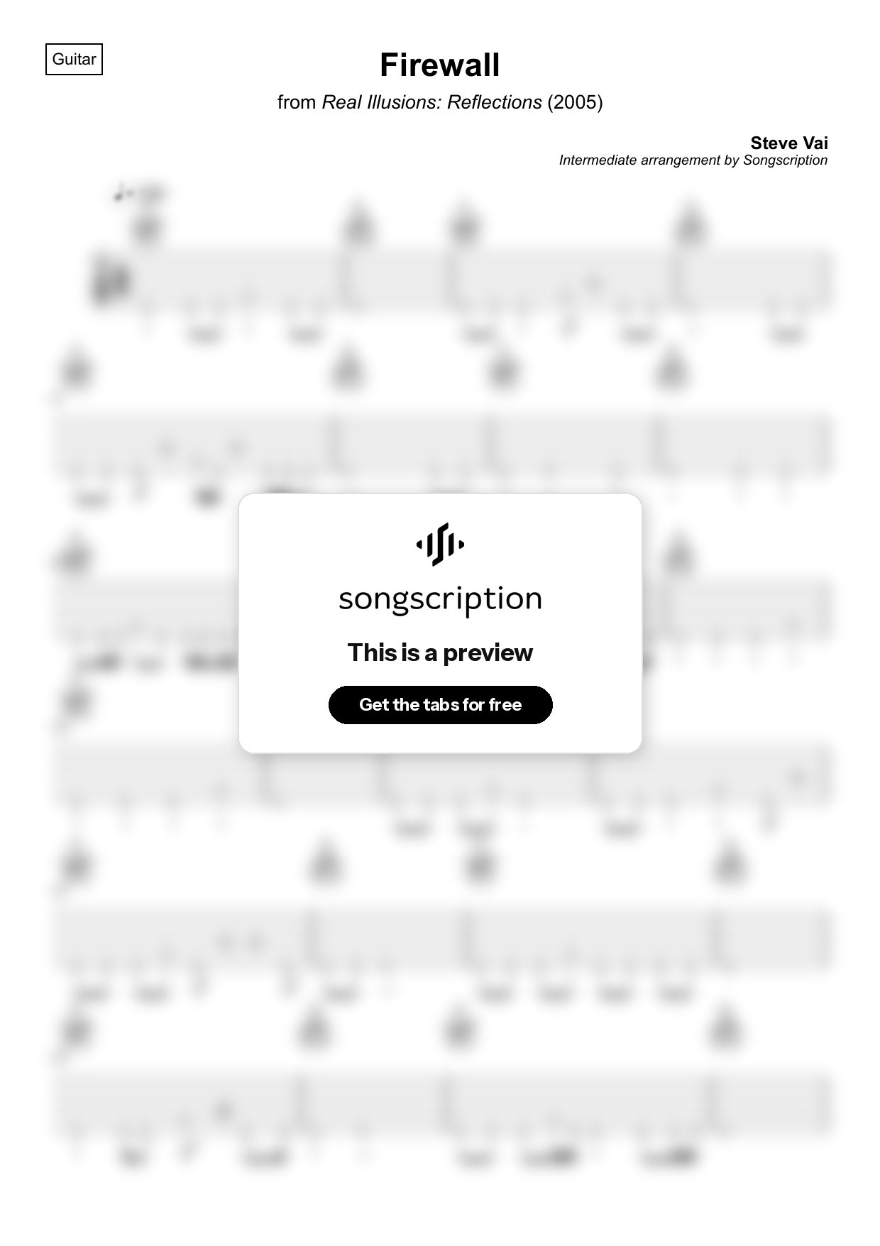 Intermediate Acoustic Guitar Tabs for "Firewall" by Steve Vai