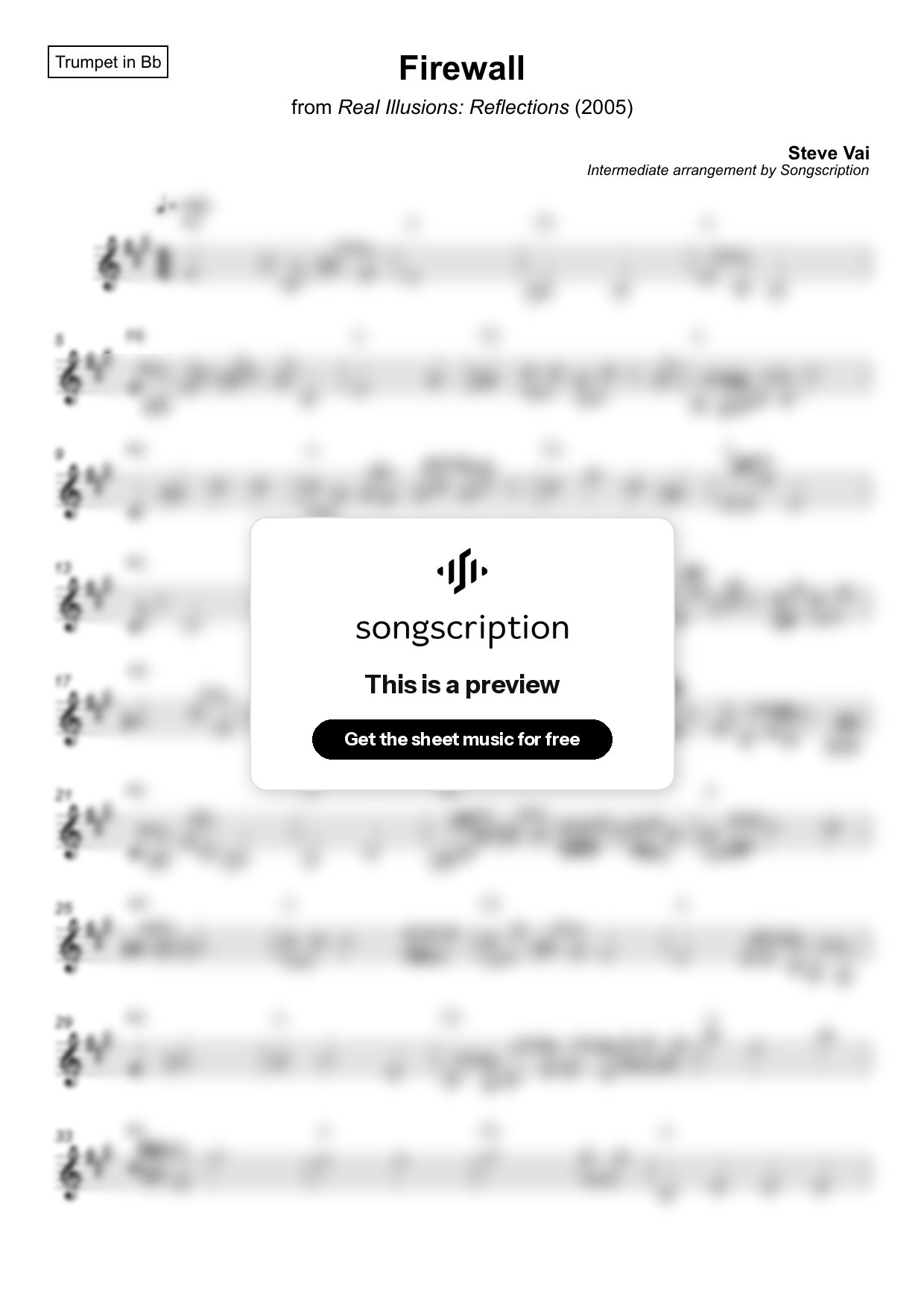 Intermediate Trumpet Sheet Music for "Firewall" by Steve Vai