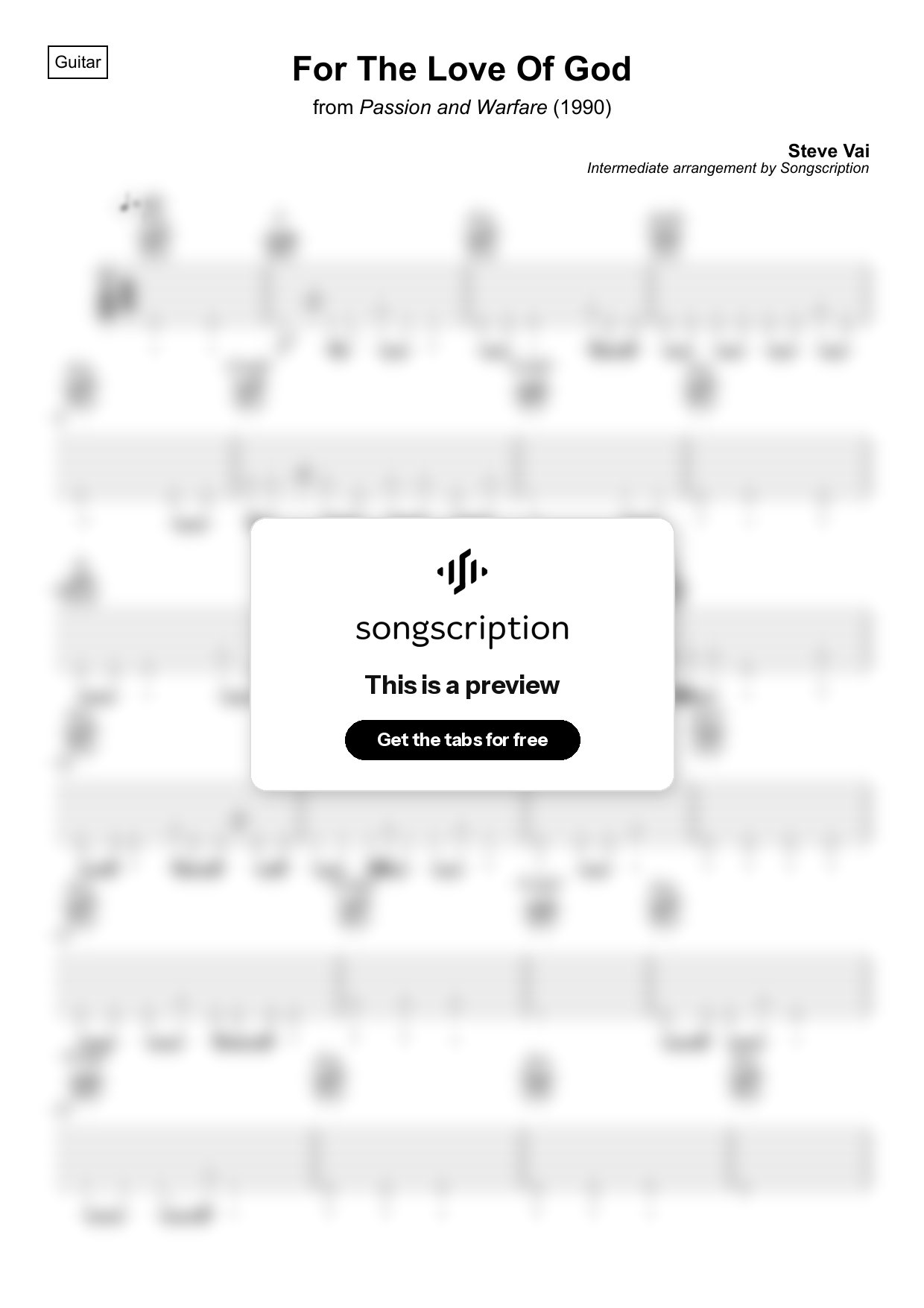 Intermediate Acoustic Guitar Tabs for "For The Love Of God" by Steve Vai