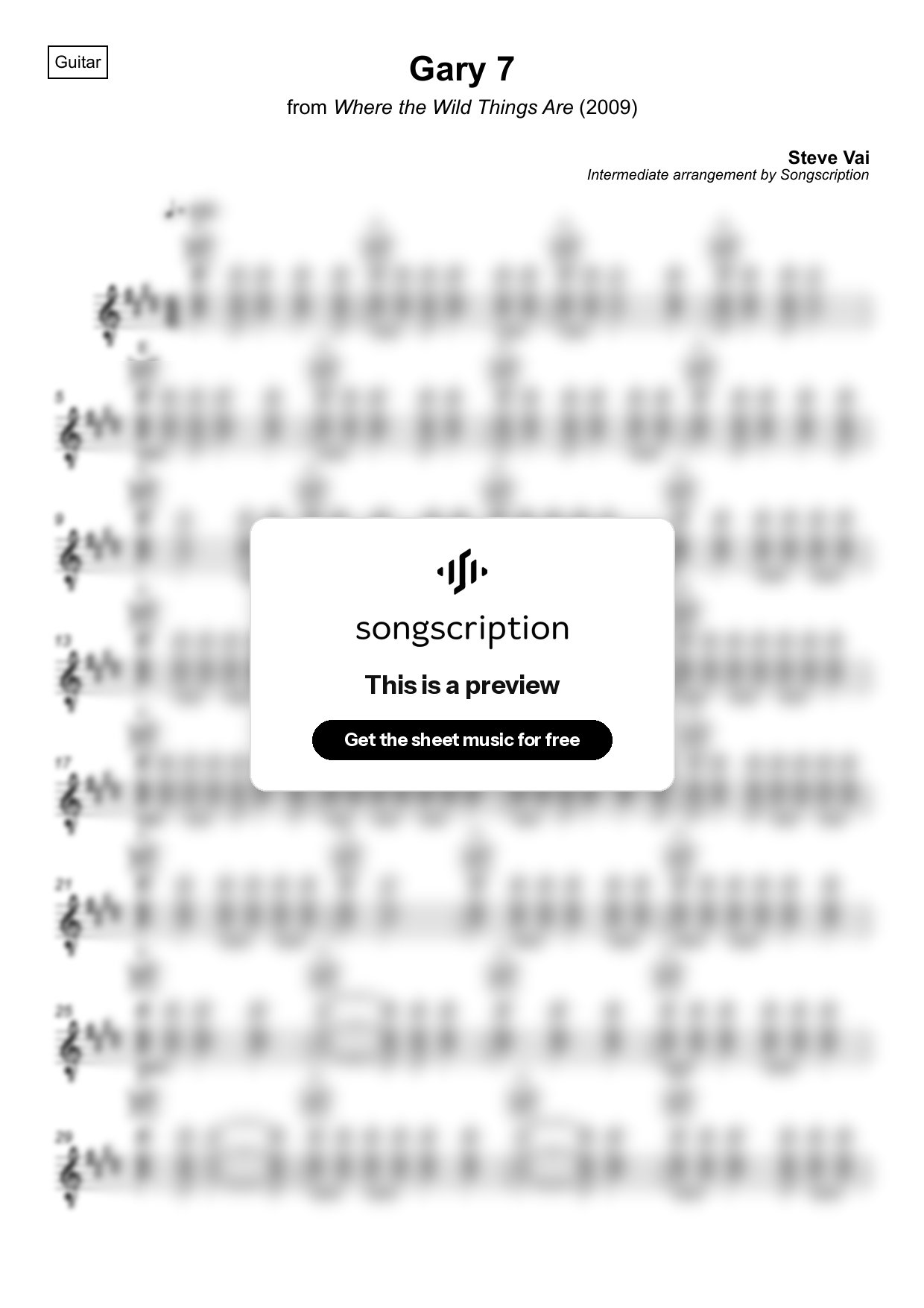 Intermediate Acoustic Guitar Sheet Music for "Gary 7" by Steve Vai