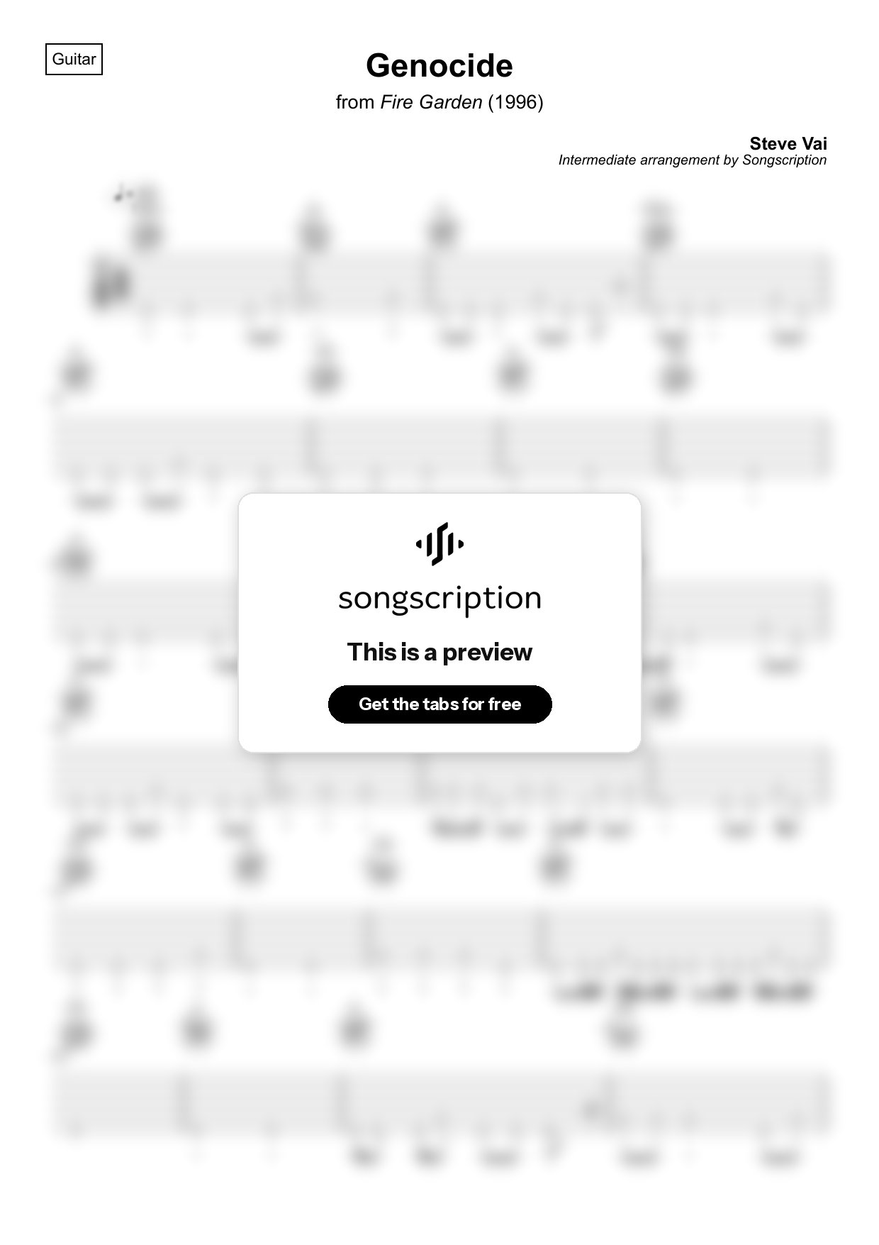 Intermediate Acoustic Guitar Tabs for "Genocide" by Steve Vai