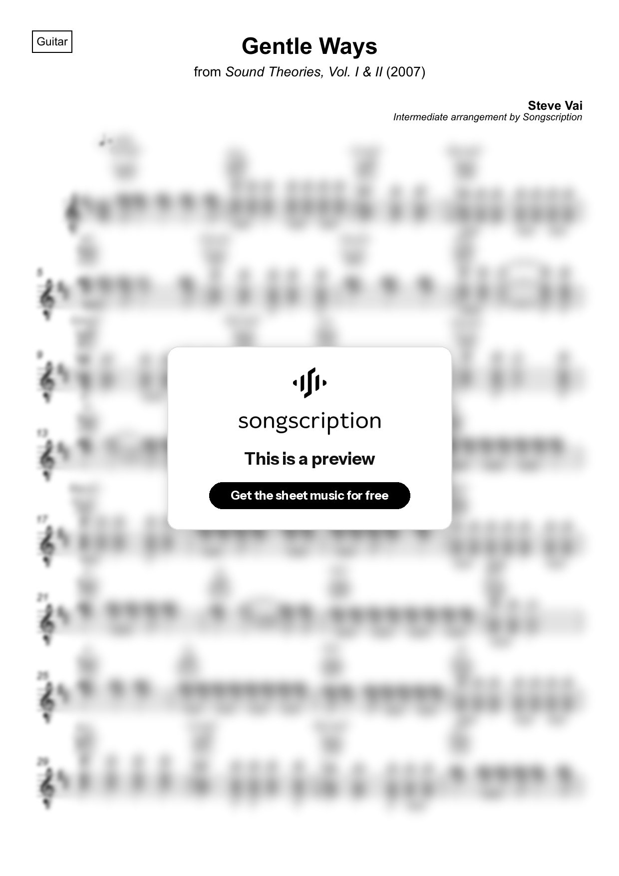 Intermediate Acoustic Guitar Sheet Music for "Gentle Ways" by Steve Vai