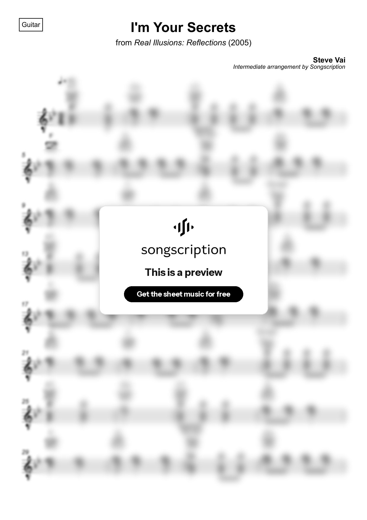 Intermediate Acoustic Guitar Sheet Music for "I'm Your Secrets" by Steve Vai