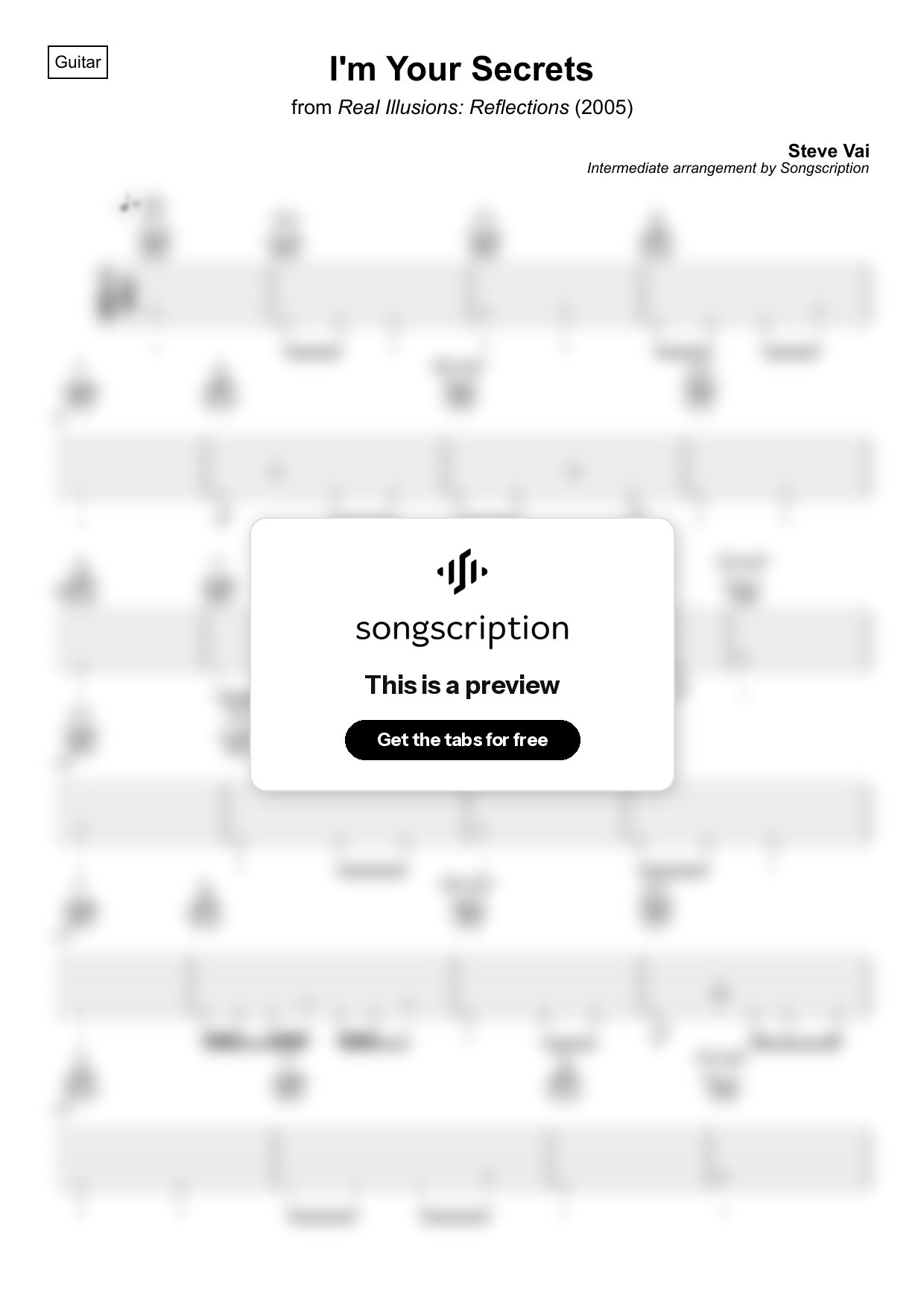 Intermediate Acoustic Guitar Tabs for "I'm Your Secrets" by Steve Vai
