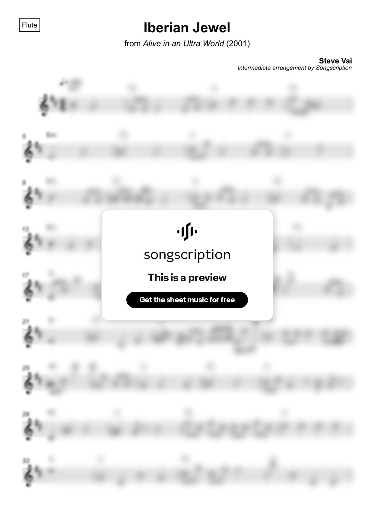 Intermediate Flute Sheet Music for "Iberian Jewel" by Steve Vai