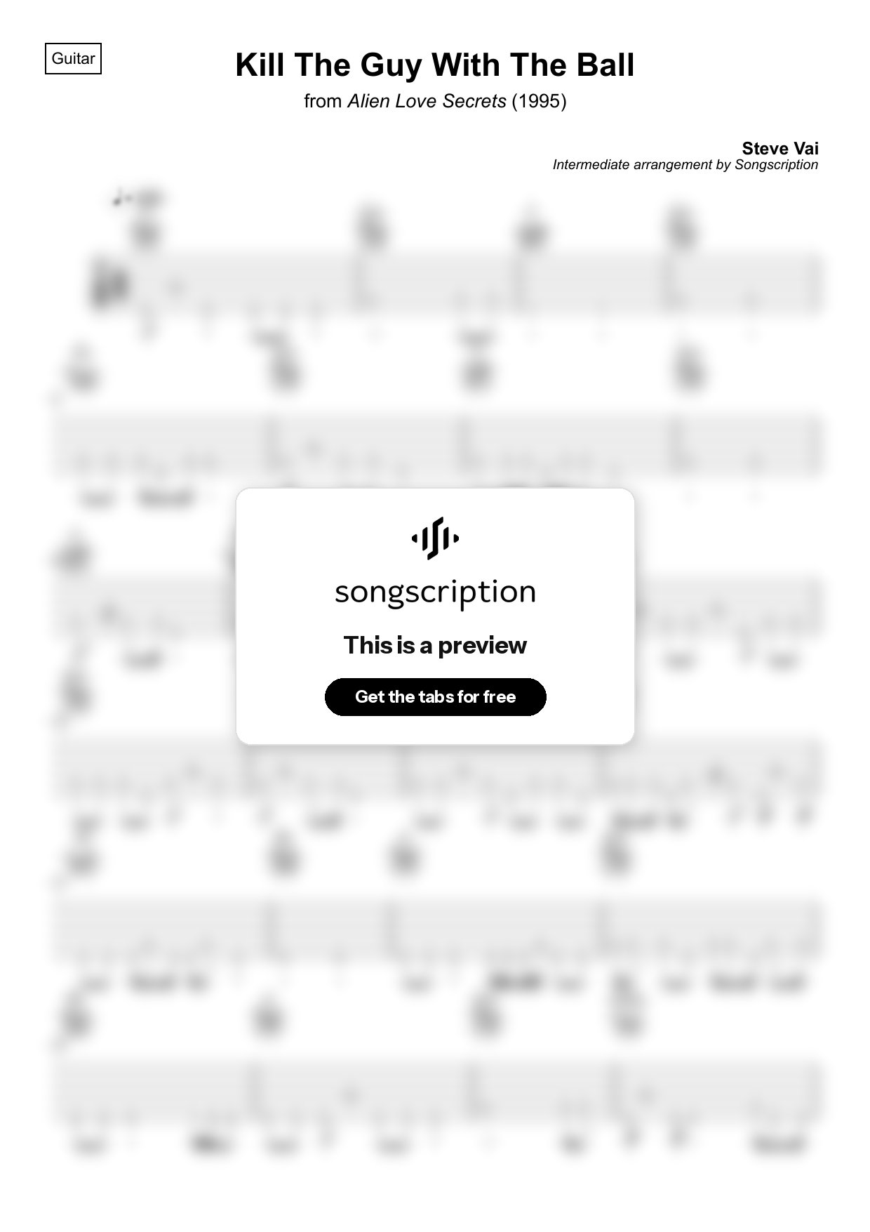 Intermediate Acoustic Guitar Tabs for "Kill The Guy With The Ball" by Steve Vai