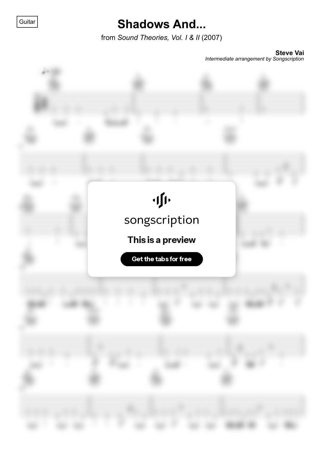 Intermediate Acoustic Guitar Tabs for "Shadows And..." by Steve Vai