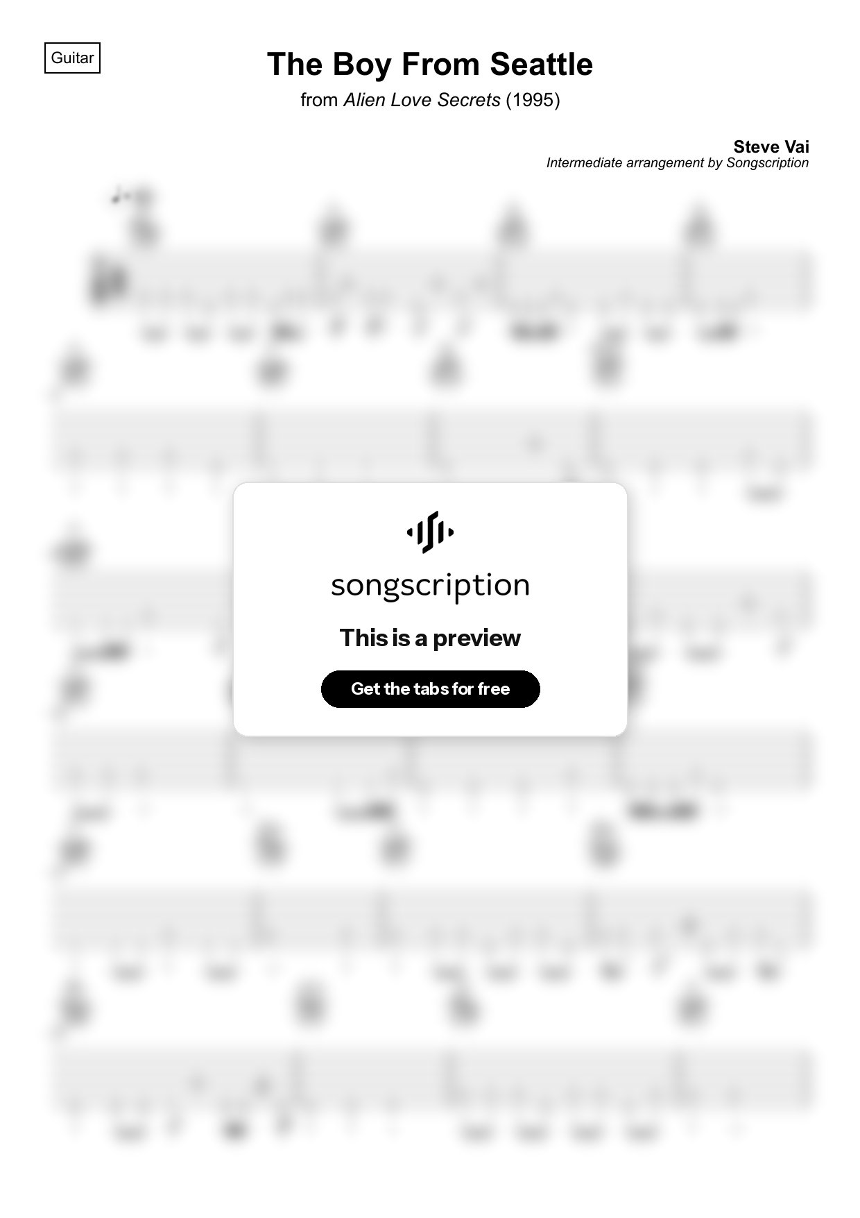 Intermediate Acoustic Guitar Tabs for "The Boy From Seattle" by Steve Vai