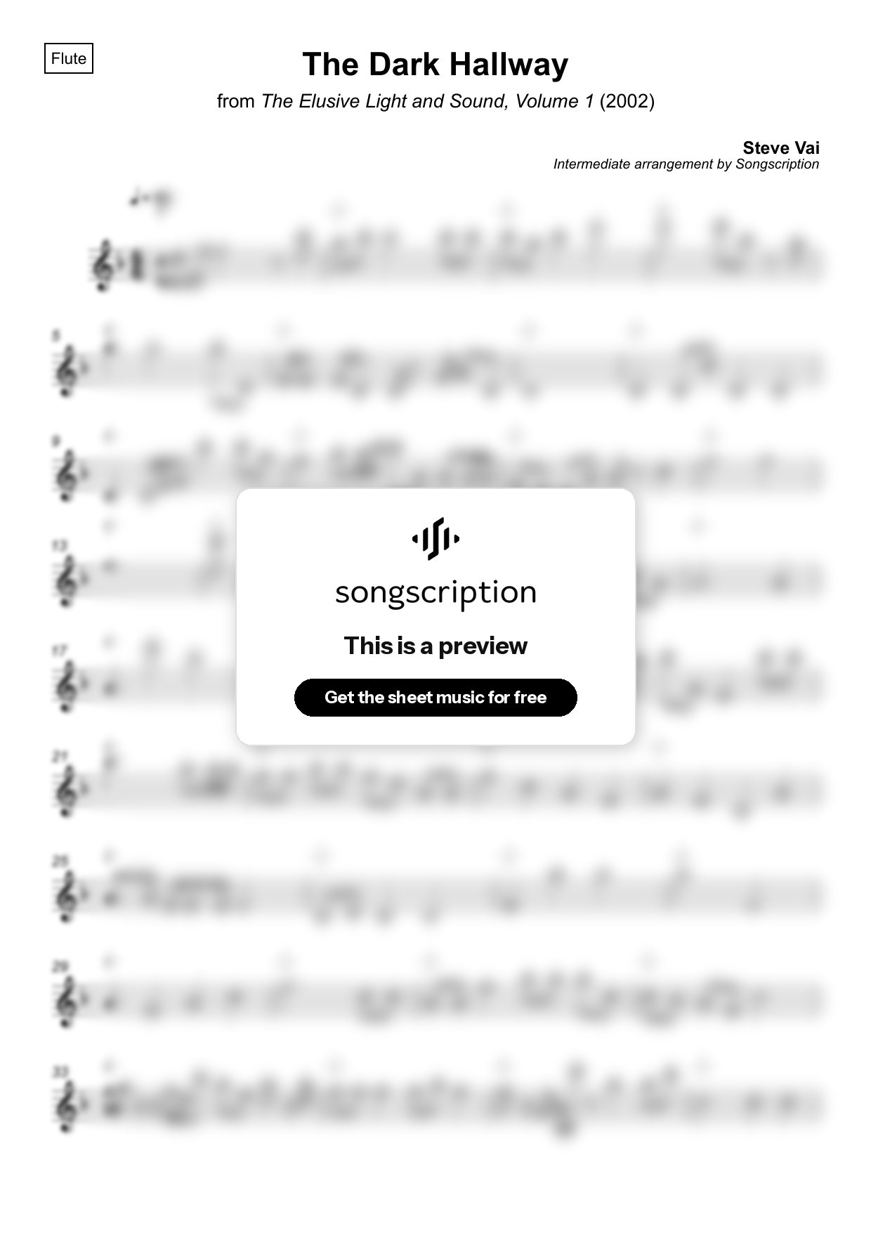 Intermediate Flute Sheet Music for "The Dark Hallway" by Steve Vai