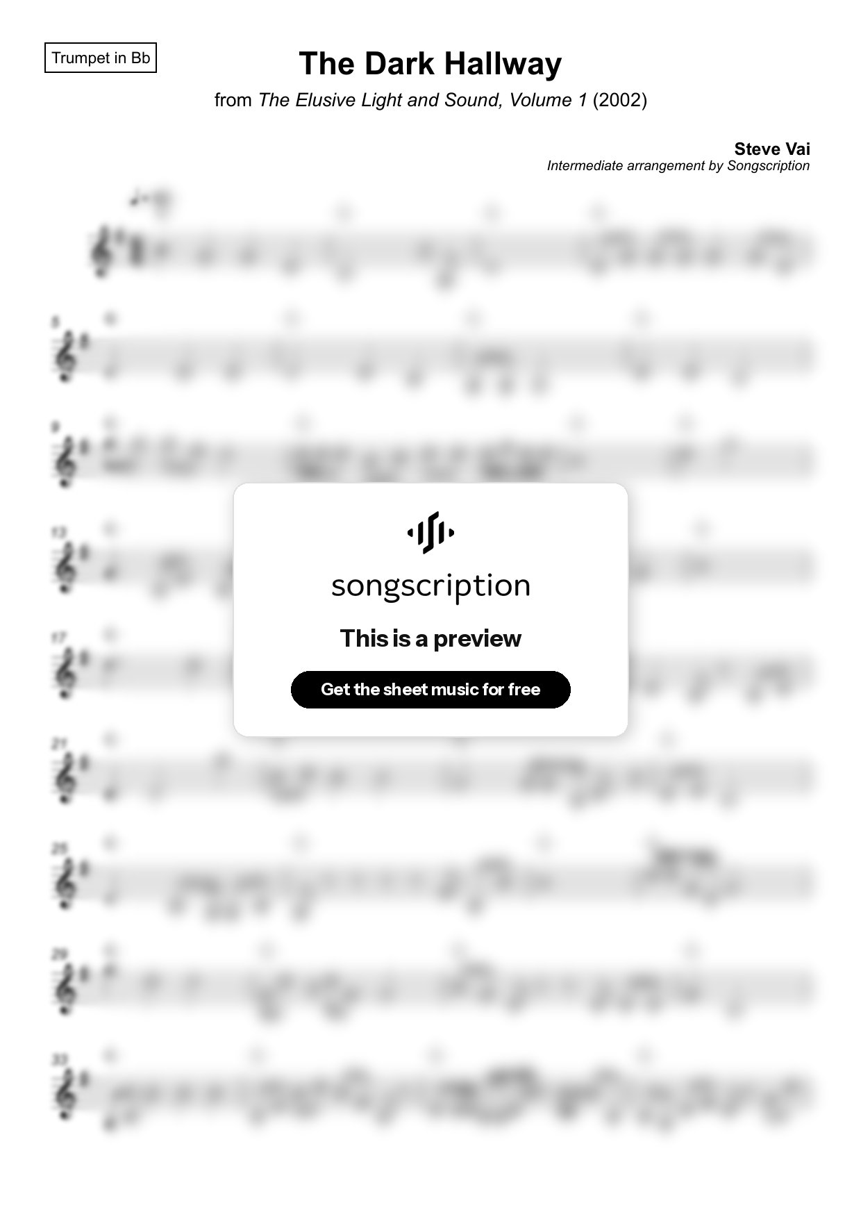 Intermediate Trumpet Sheet Music for "The Dark Hallway" by Steve Vai