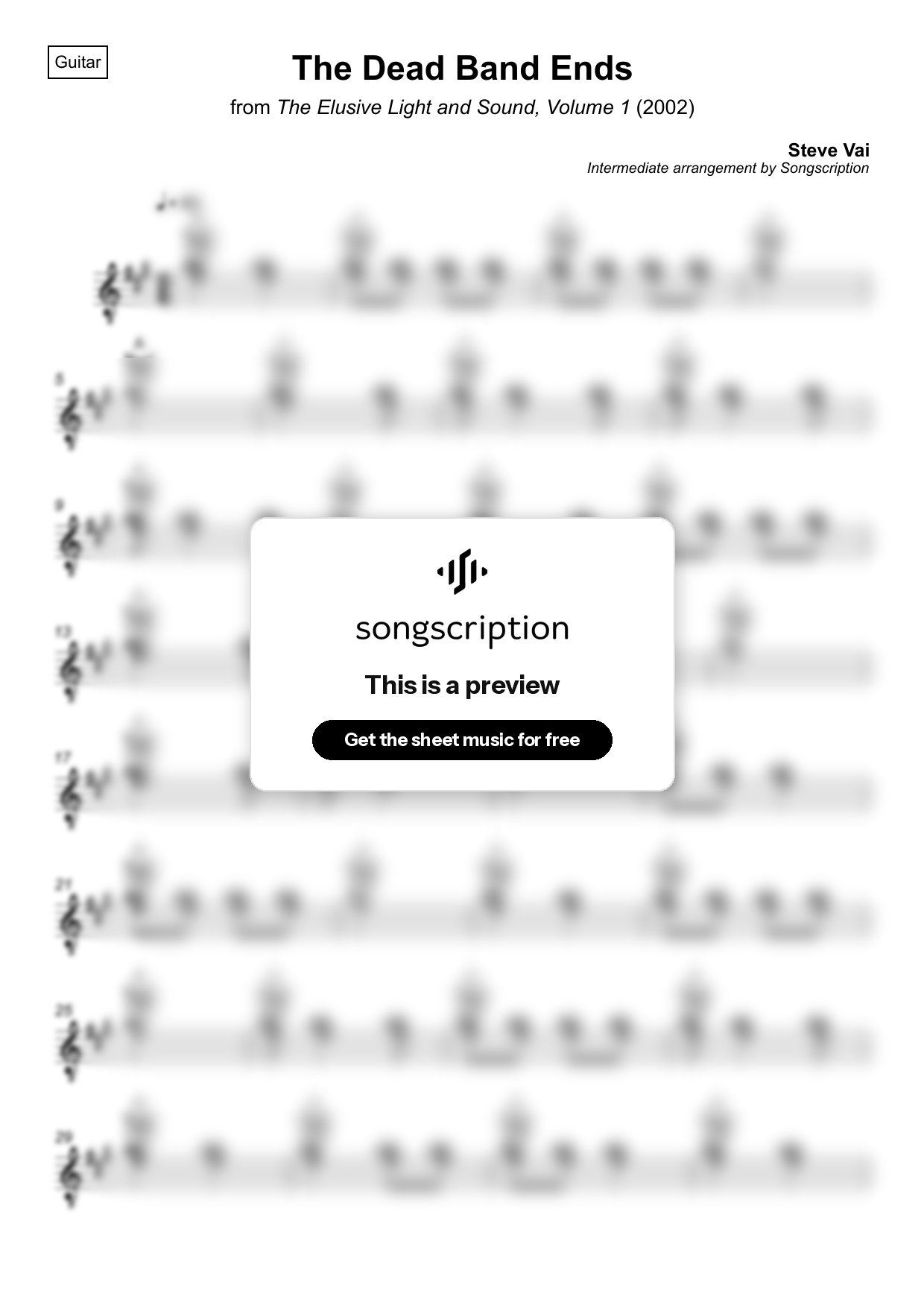 Intermediate Acoustic Guitar Sheet Music for "The Dead Band Ends" by Steve Vai