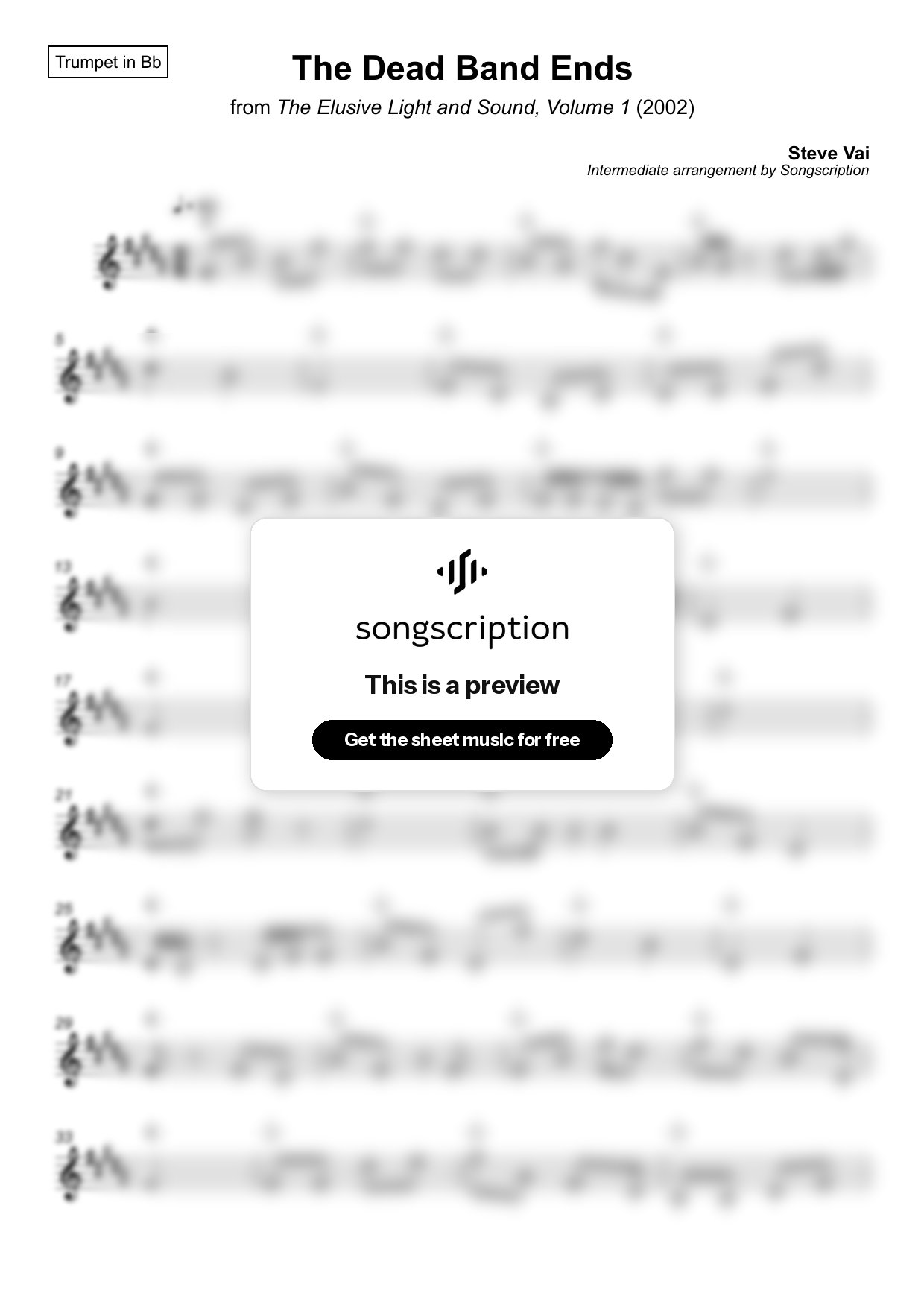 Intermediate Trumpet Sheet Music for "The Dead Band Ends" by Steve Vai