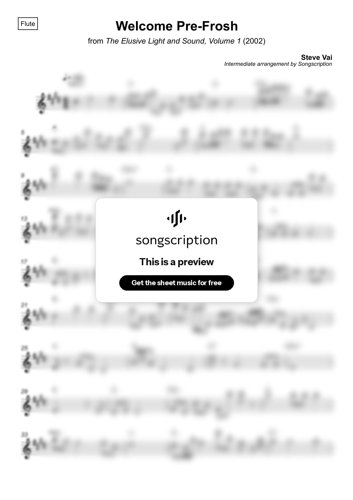 Intermediate Flute Sheet Music for "Welcome Pre-Frosh" by Steve Vai