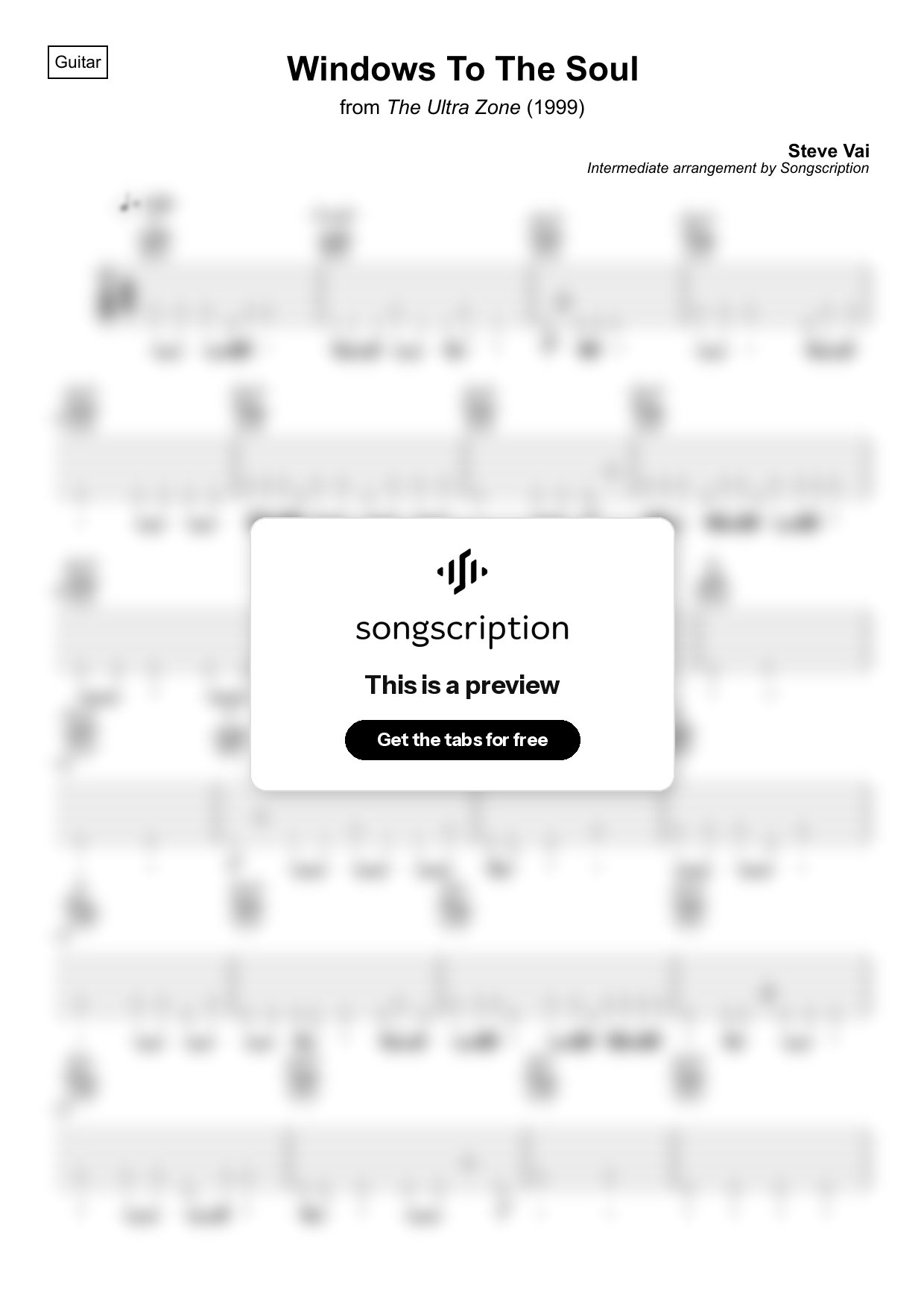 Intermediate Acoustic Guitar Tabs for "Windows To The Soul" by Steve Vai
