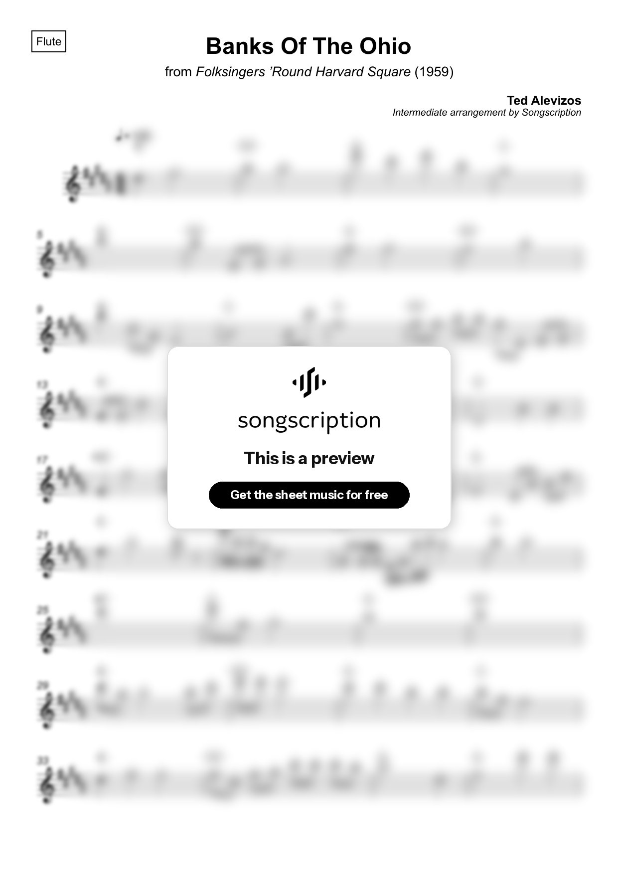 Intermediate Flute Sheet Music for "Banks Of The Ohio" by Ted Alevizos