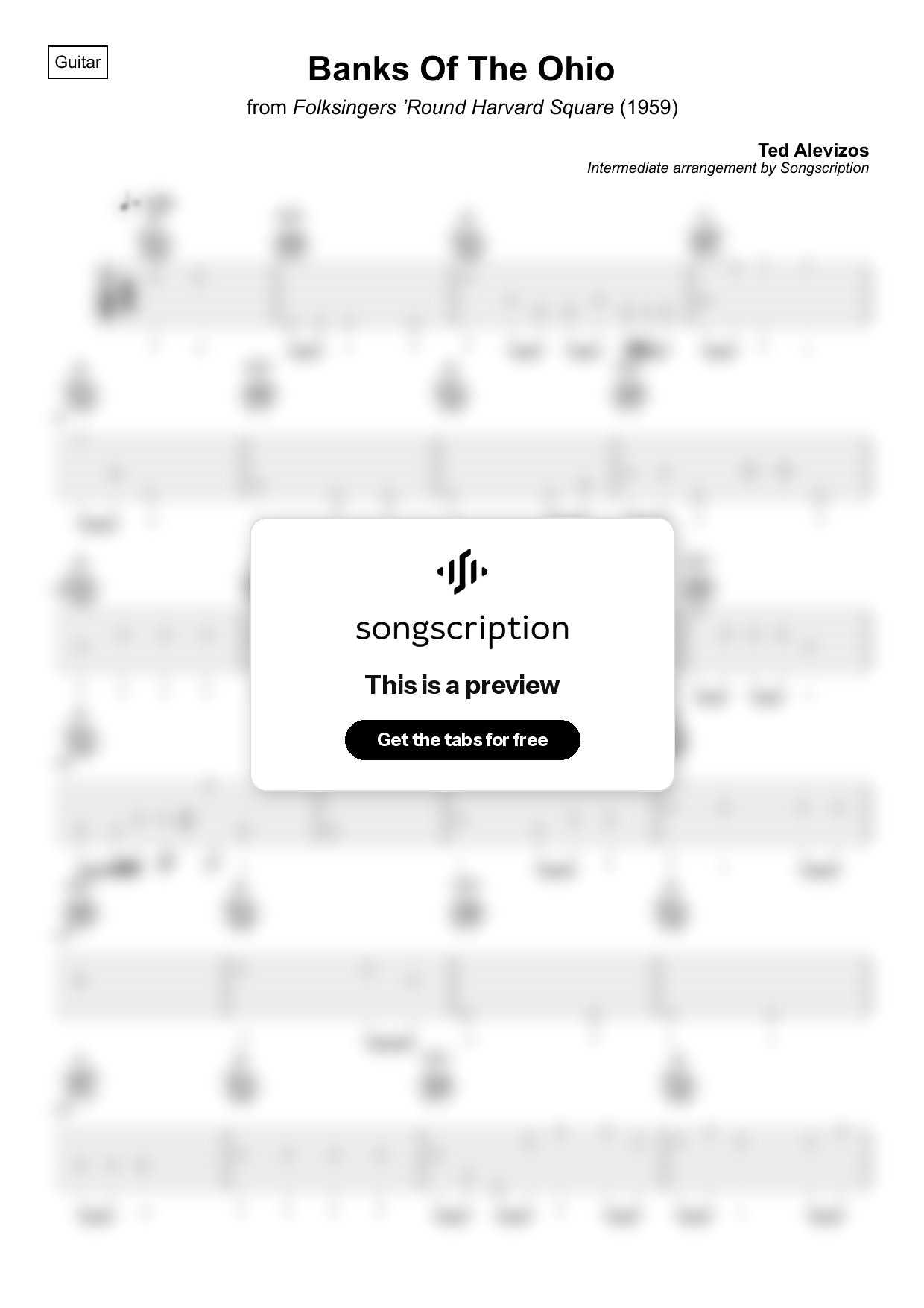 Intermediate Acoustic Guitar Tabs for "Banks Of The Ohio" by Ted Alevizos
