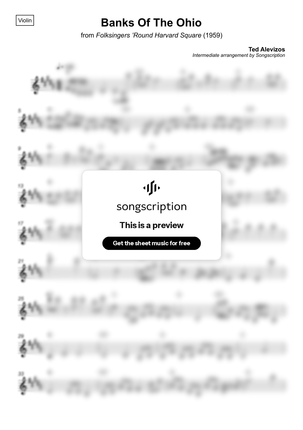 Intermediate Violin Sheet Music for "Banks Of The Ohio" by Ted Alevizos