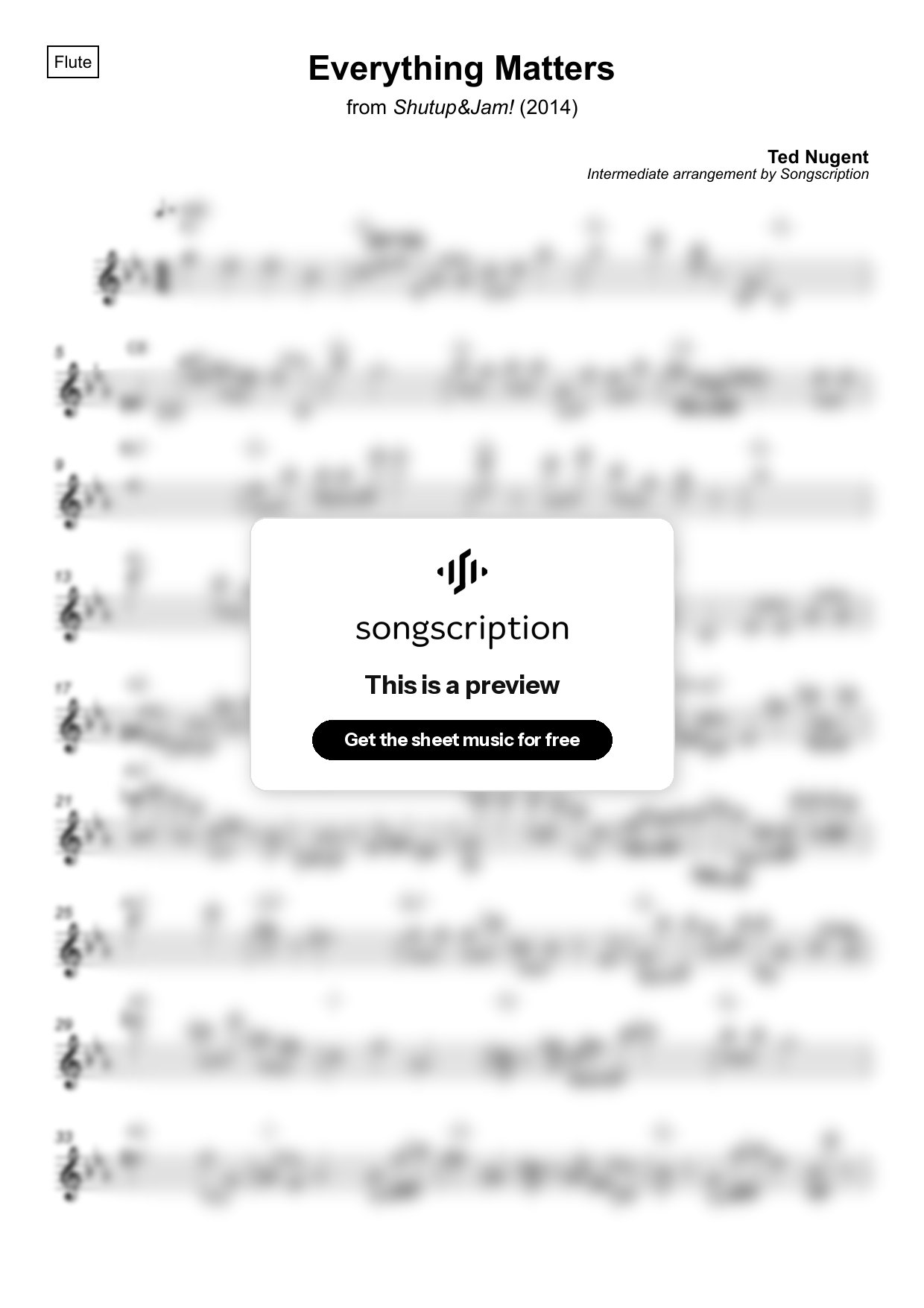 Intermediate Flute Sheet Music for "Everything Matters" by Ted Nugent