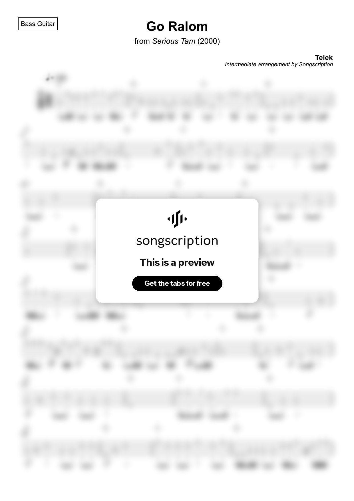 Intermediate Bass Guitar Tabs for "Go Ralom" by Telek