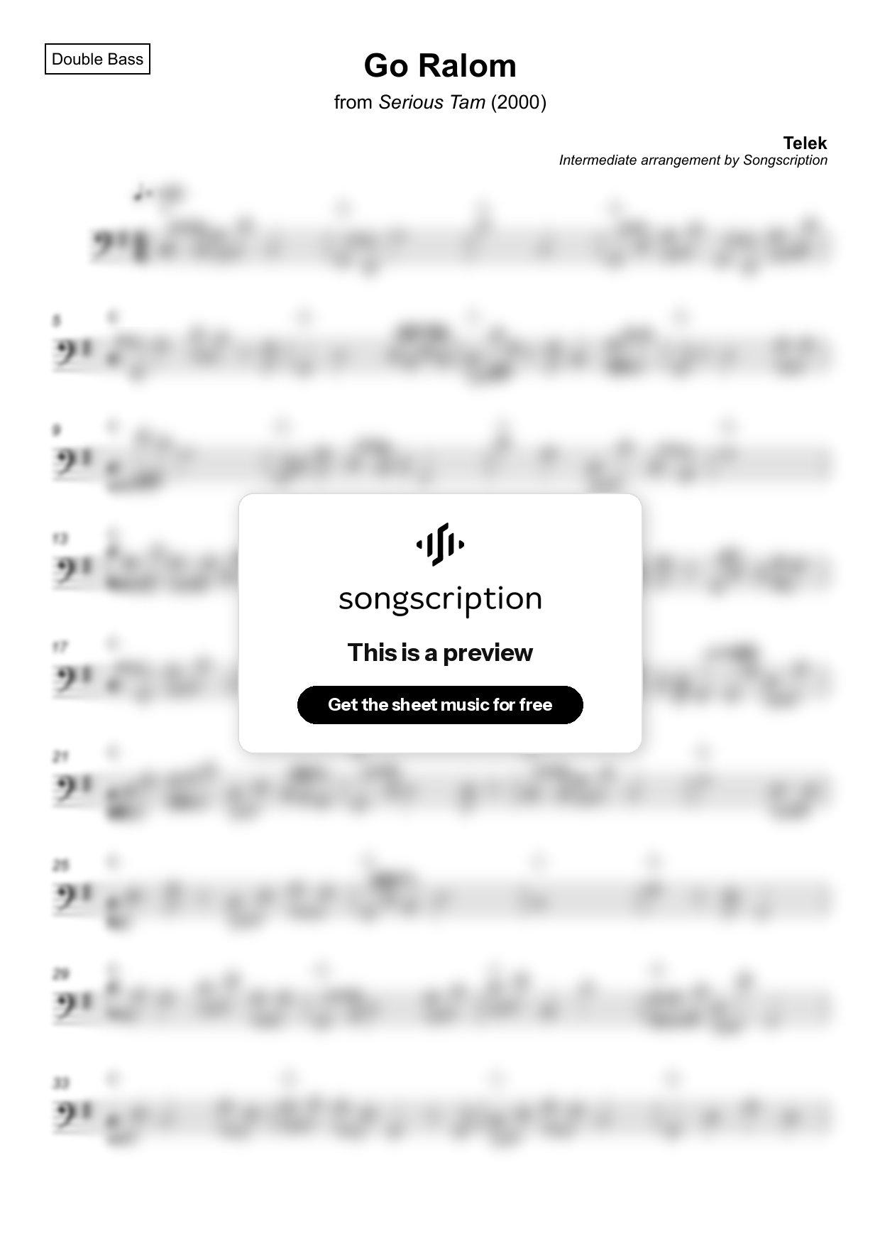 Intermediate Double Bass Sheet Music for "Go Ralom" by Telek