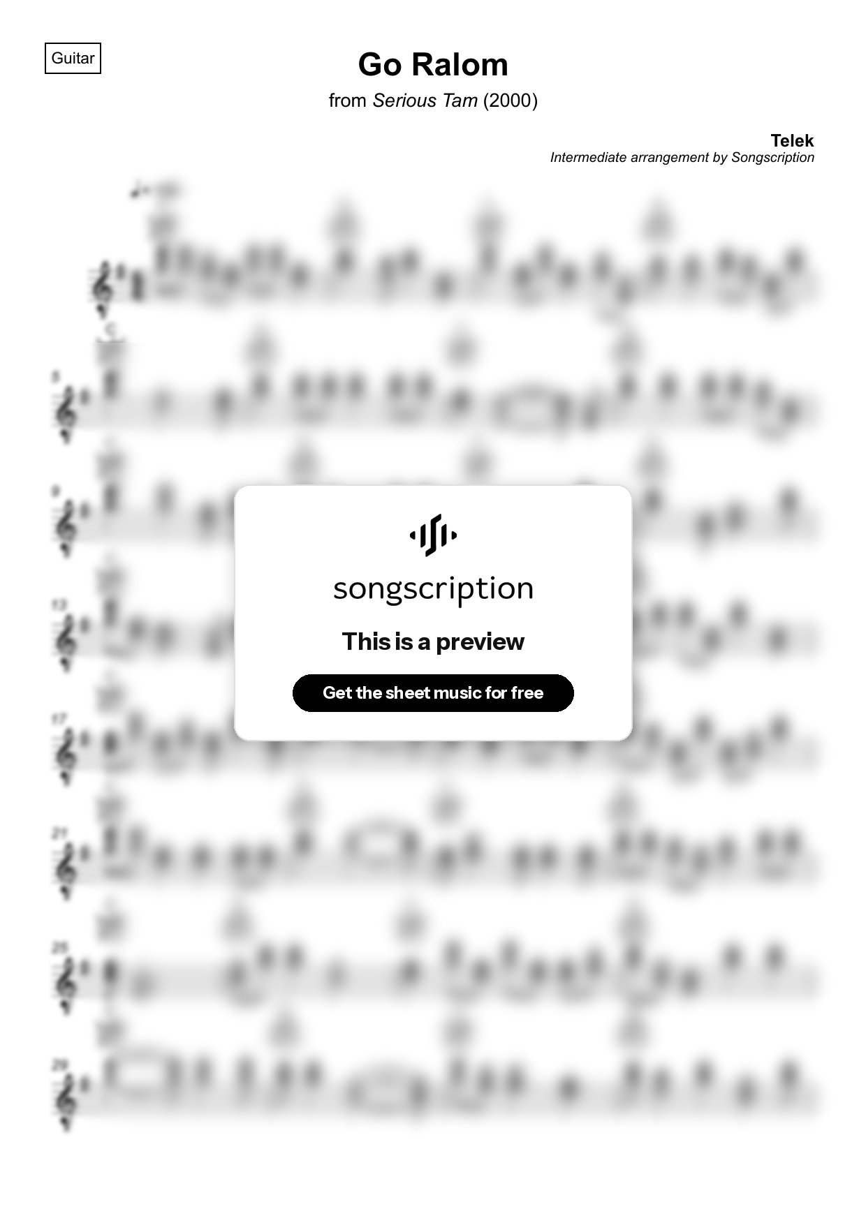 Intermediate Acoustic Guitar Sheet Music for "Go Ralom" by Telek