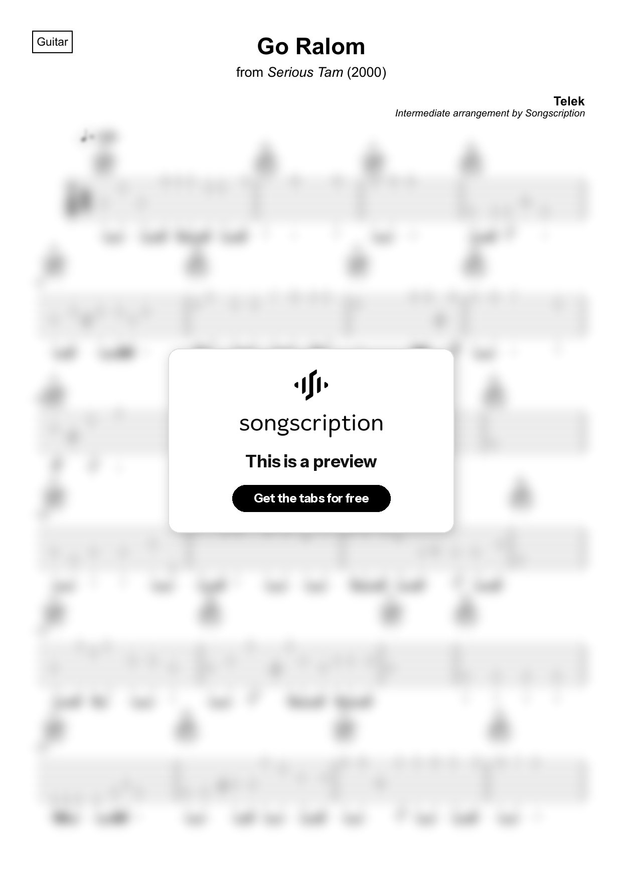 Intermediate Acoustic Guitar Tabs for "Go Ralom" by Telek