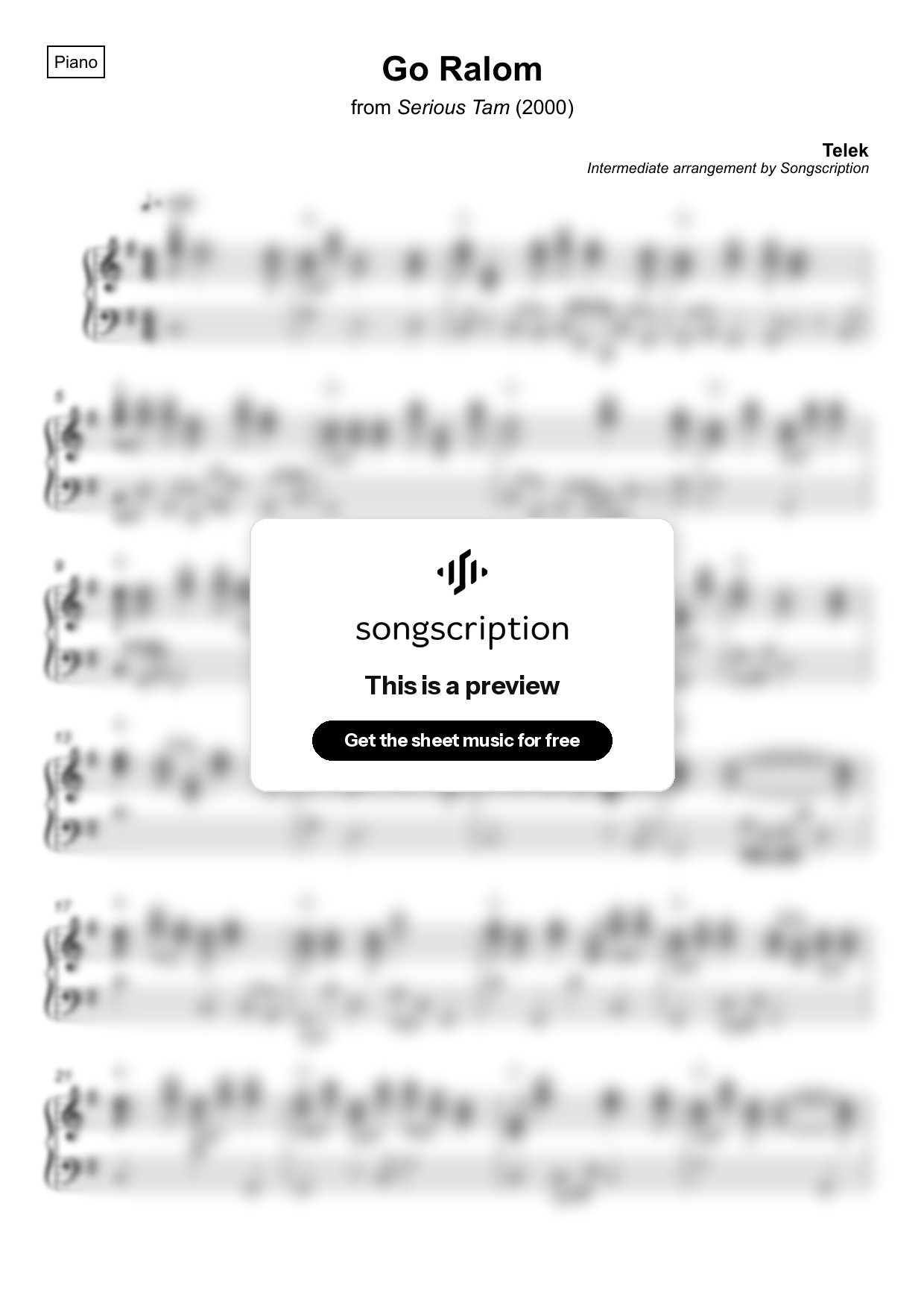 Intermediate Piano Sheet Music for "Go Ralom" by Telek