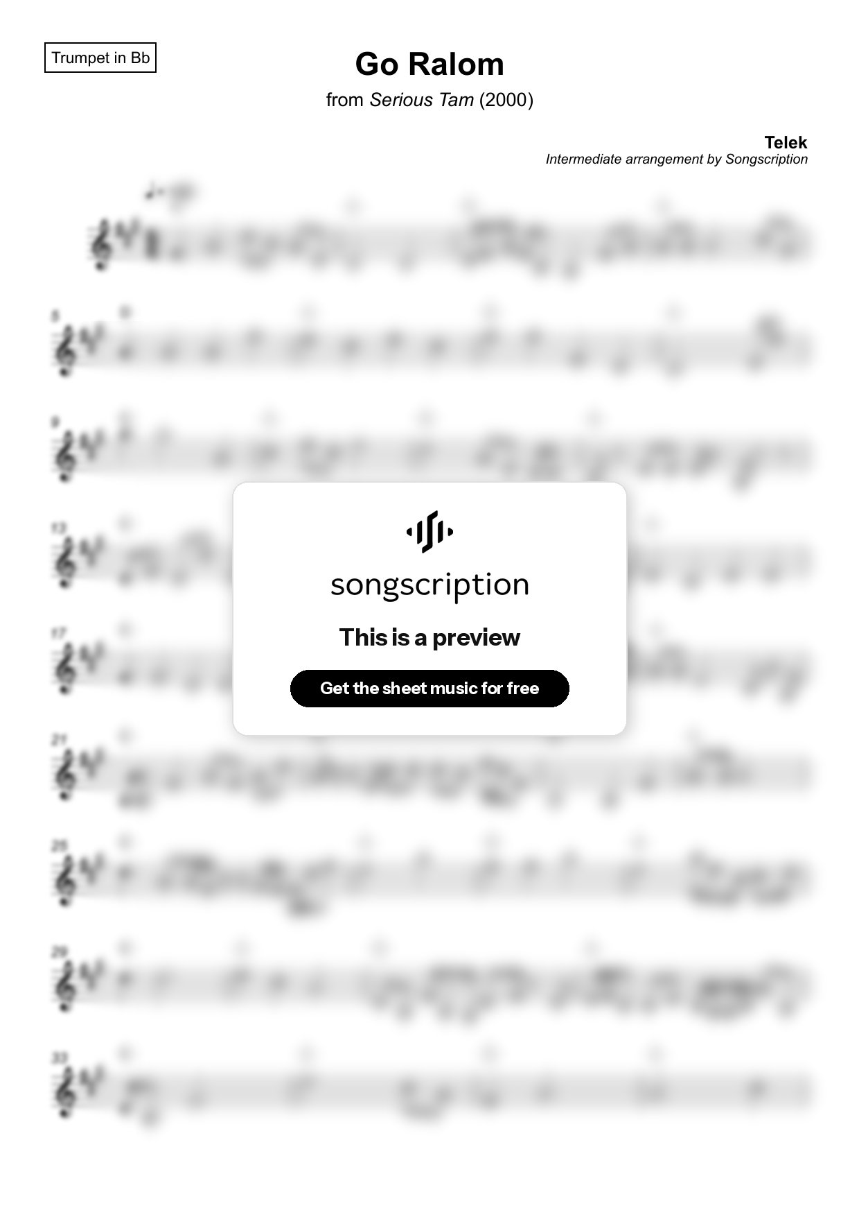 Intermediate Trumpet Sheet Music for "Go Ralom" by Telek