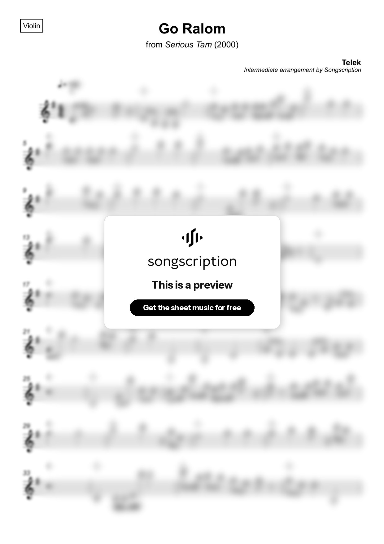 Intermediate Violin Sheet Music for "Go Ralom" by Telek