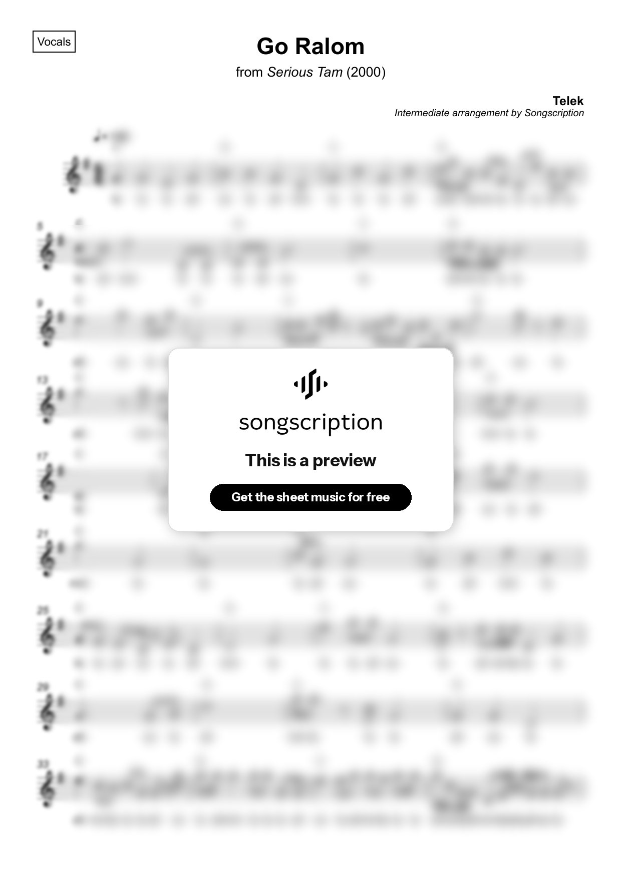 Intermediate Vocals Sheet Music for "Go Ralom" by Telek