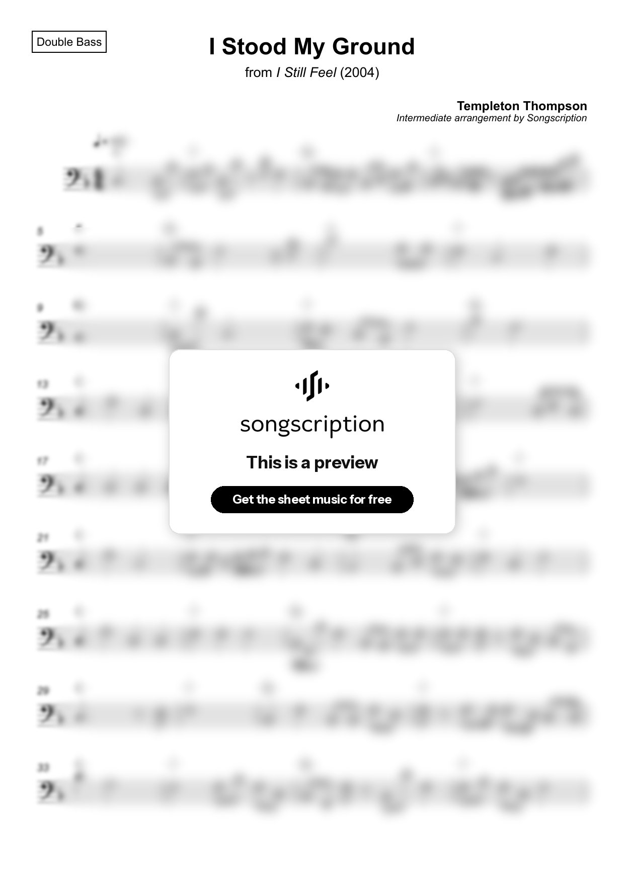 Intermediate Double Bass Sheet Music for "I Stood My Ground" by Templeton Thompson