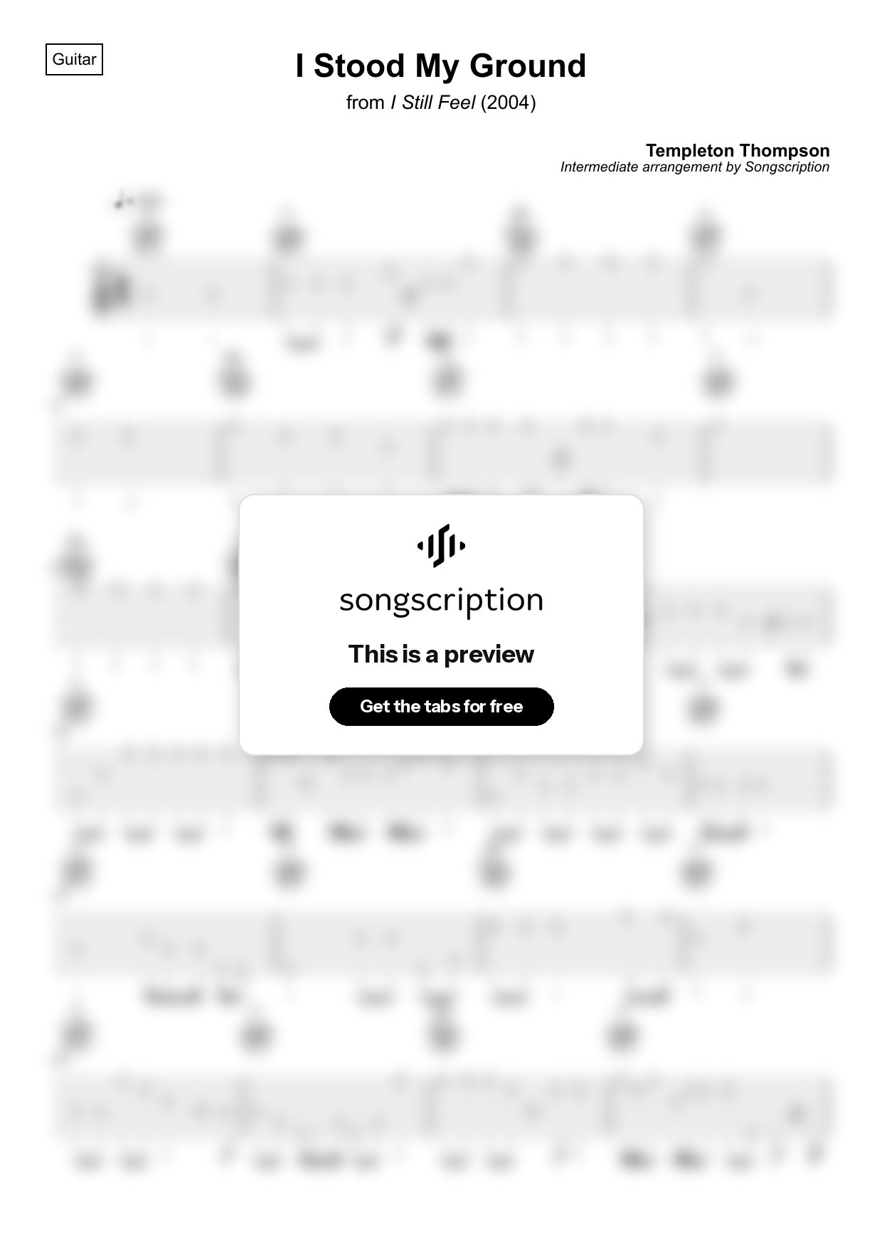 Intermediate Acoustic Guitar Tabs for "I Stood My Ground" by Templeton Thompson