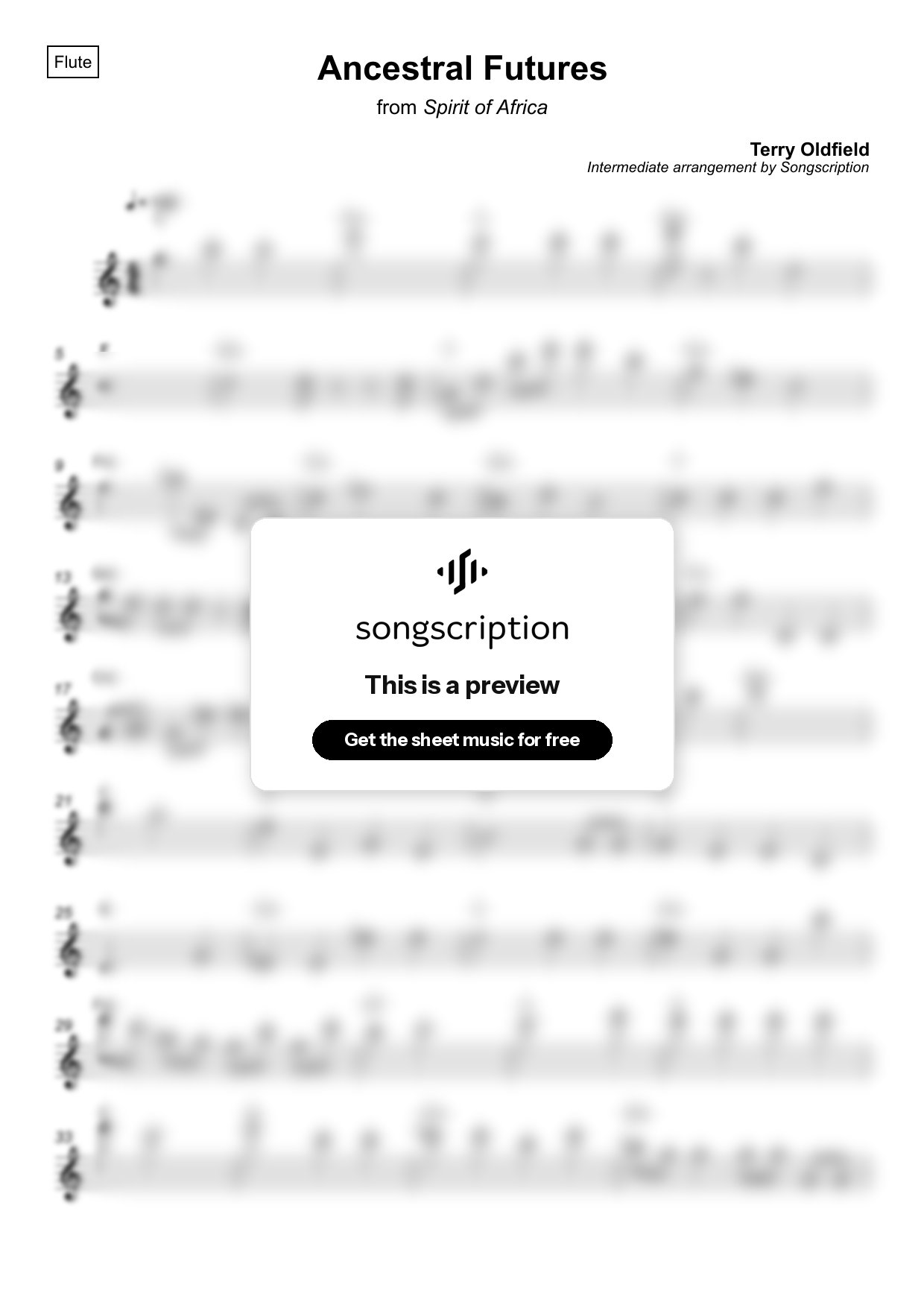 Intermediate Flute Sheet Music for "Ancestral Futures" by Terry Oldfield