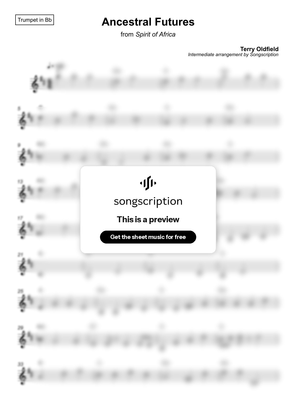 Intermediate Trumpet Sheet Music for "Ancestral Futures" by Terry Oldfield