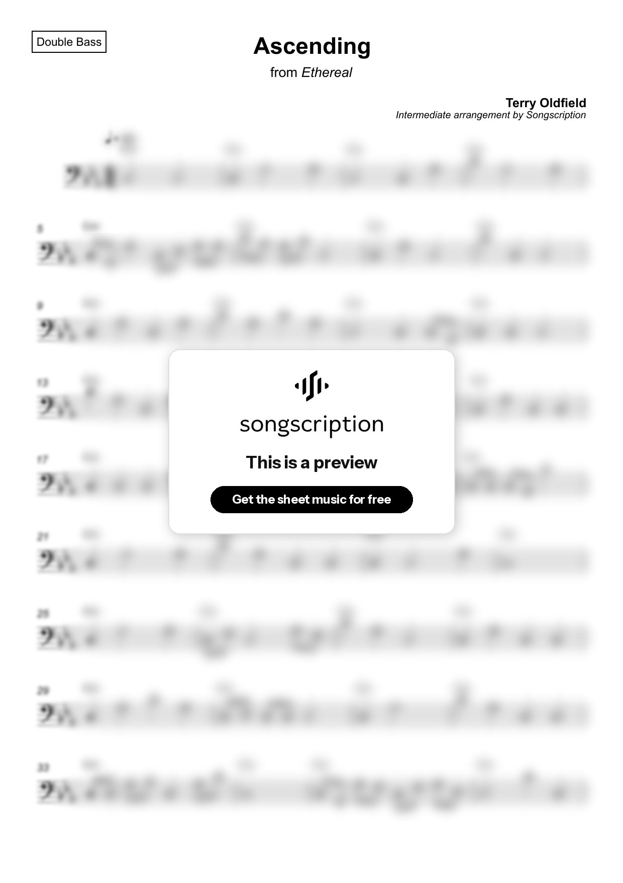 Intermediate Double Bass Sheet Music for "Ascending" by Terry Oldfield