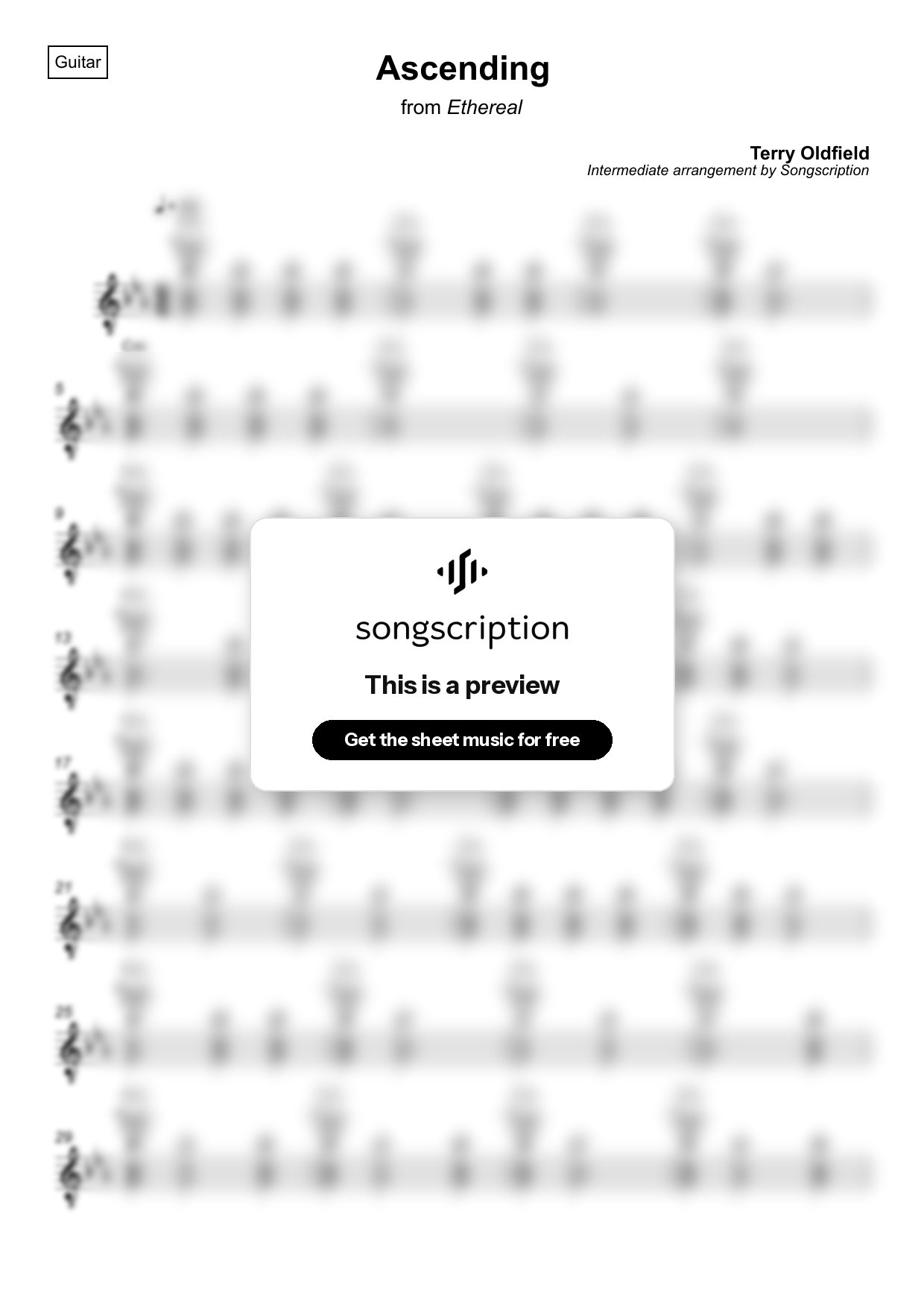 Intermediate Acoustic Guitar Sheet Music for "Ascending" by Terry Oldfield