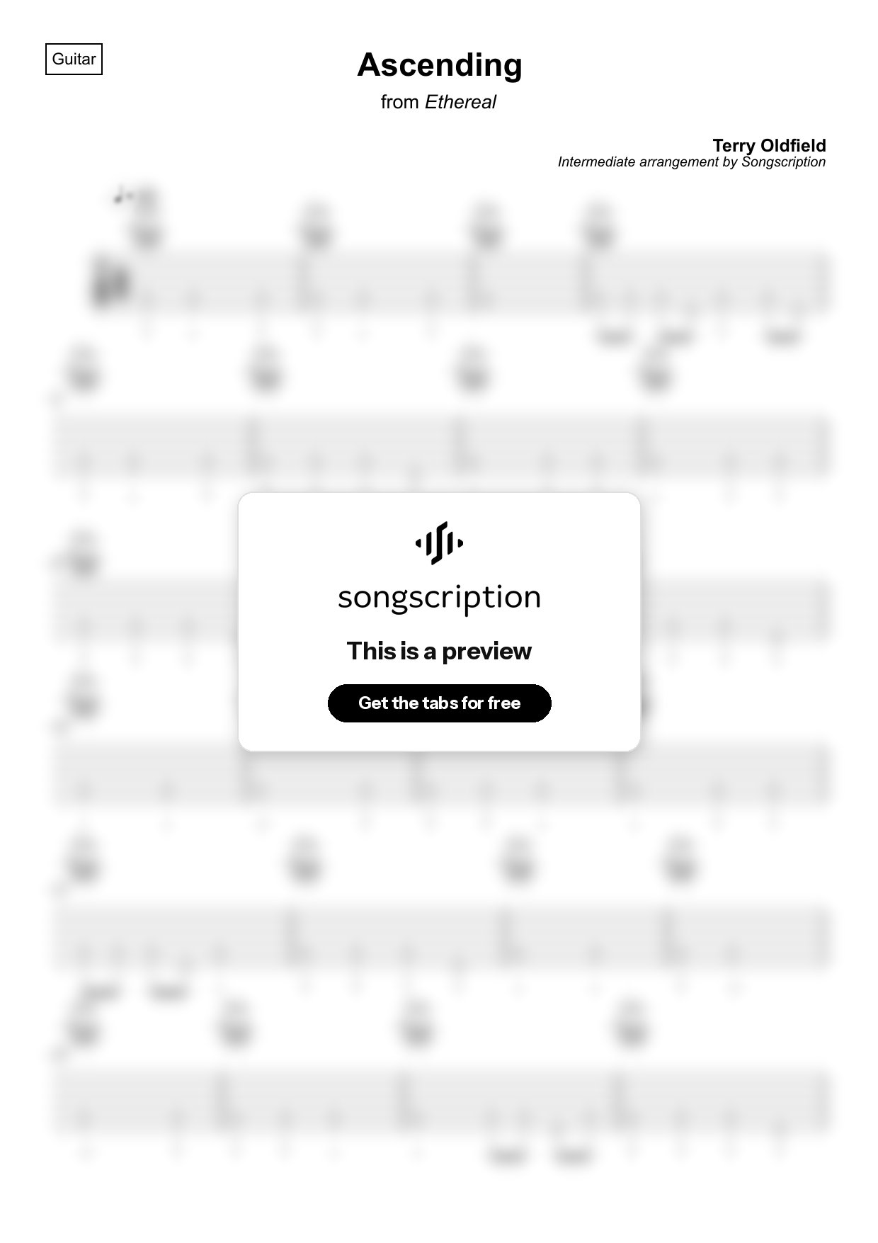 Intermediate Acoustic Guitar Tabs for "Ascending" by Terry Oldfield