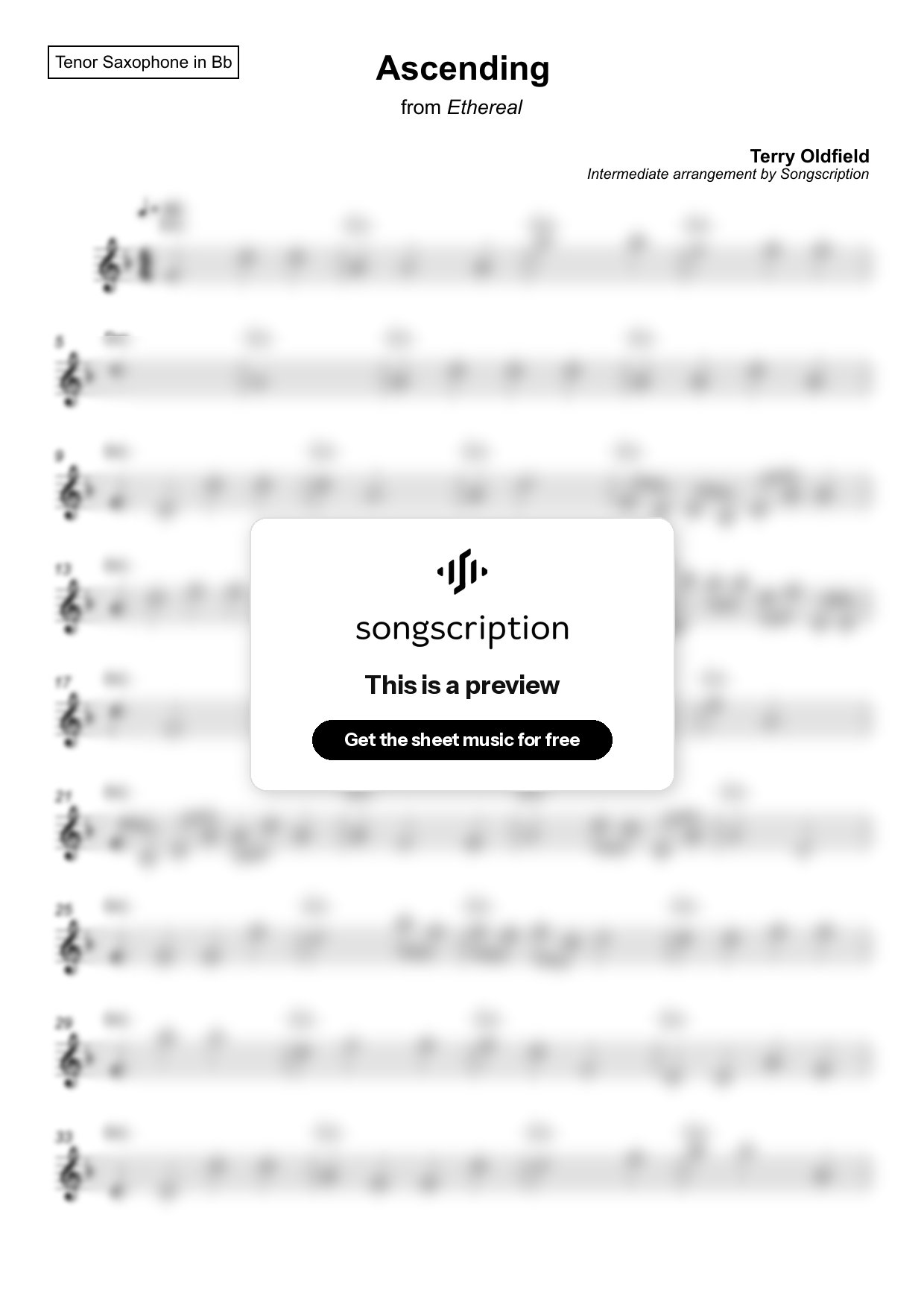 Intermediate Tenor Sax Sheet Music for "Ascending" by Terry Oldfield