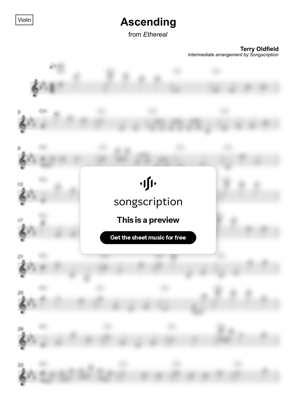 Intermediate Violin Sheet Music for "Ascending" by Terry Oldfield