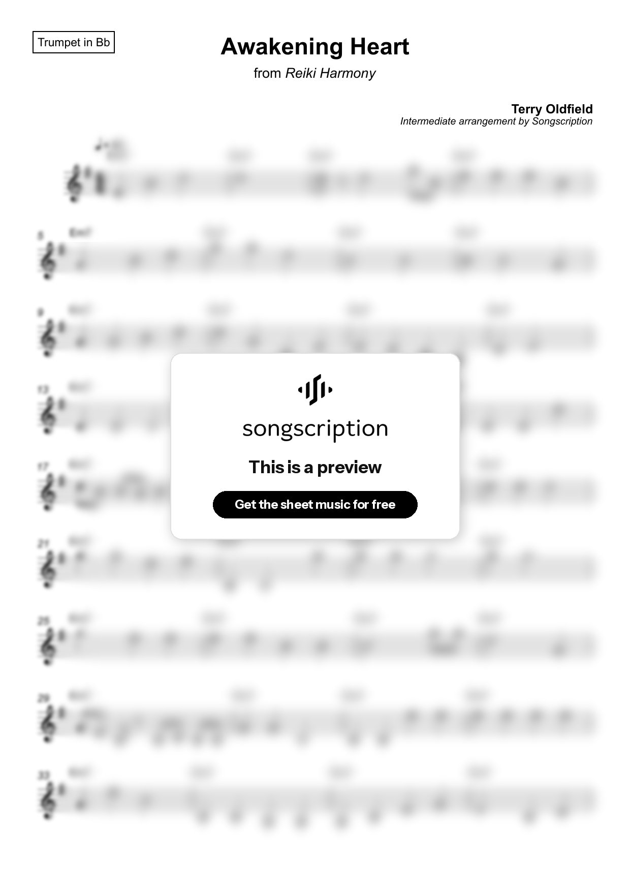 Intermediate Trumpet Sheet Music for "Awakening Heart" by Terry Oldfield